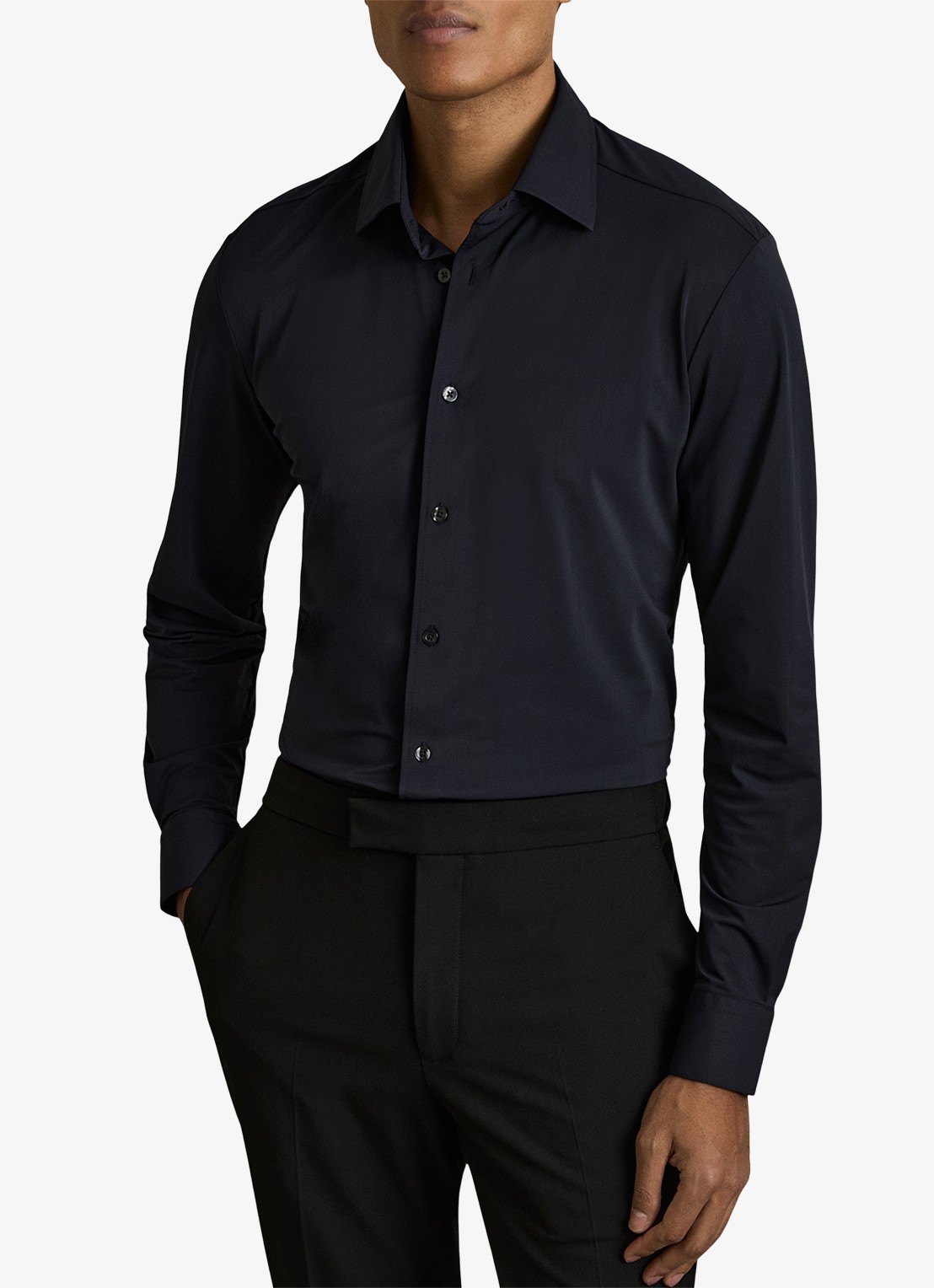 Reiss Voyager regular fit overhemd - detail 3 donkerblauw