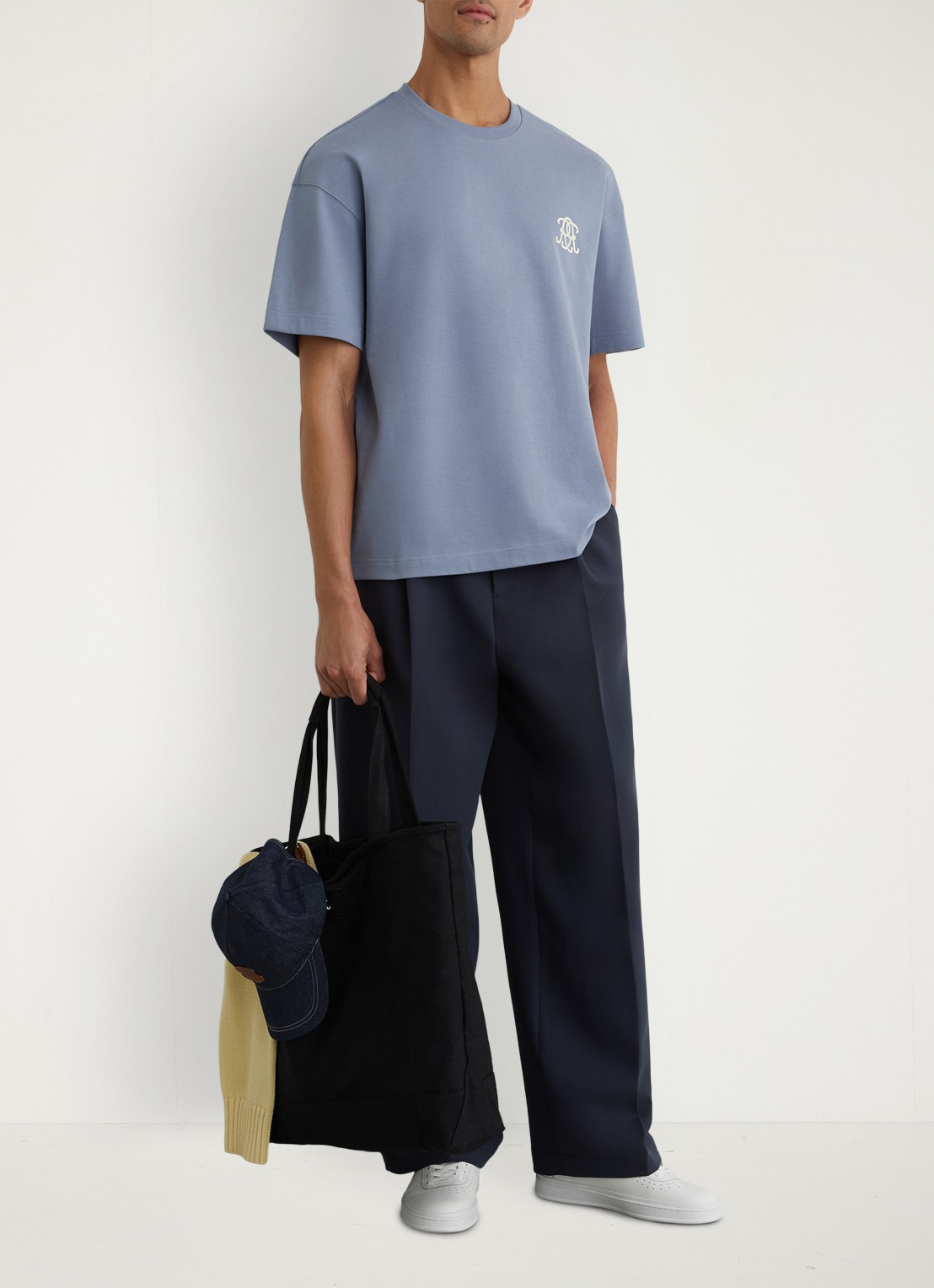 Reiss Walton T-shirt met logo- en backprint - voorkant 3 lichtblauw