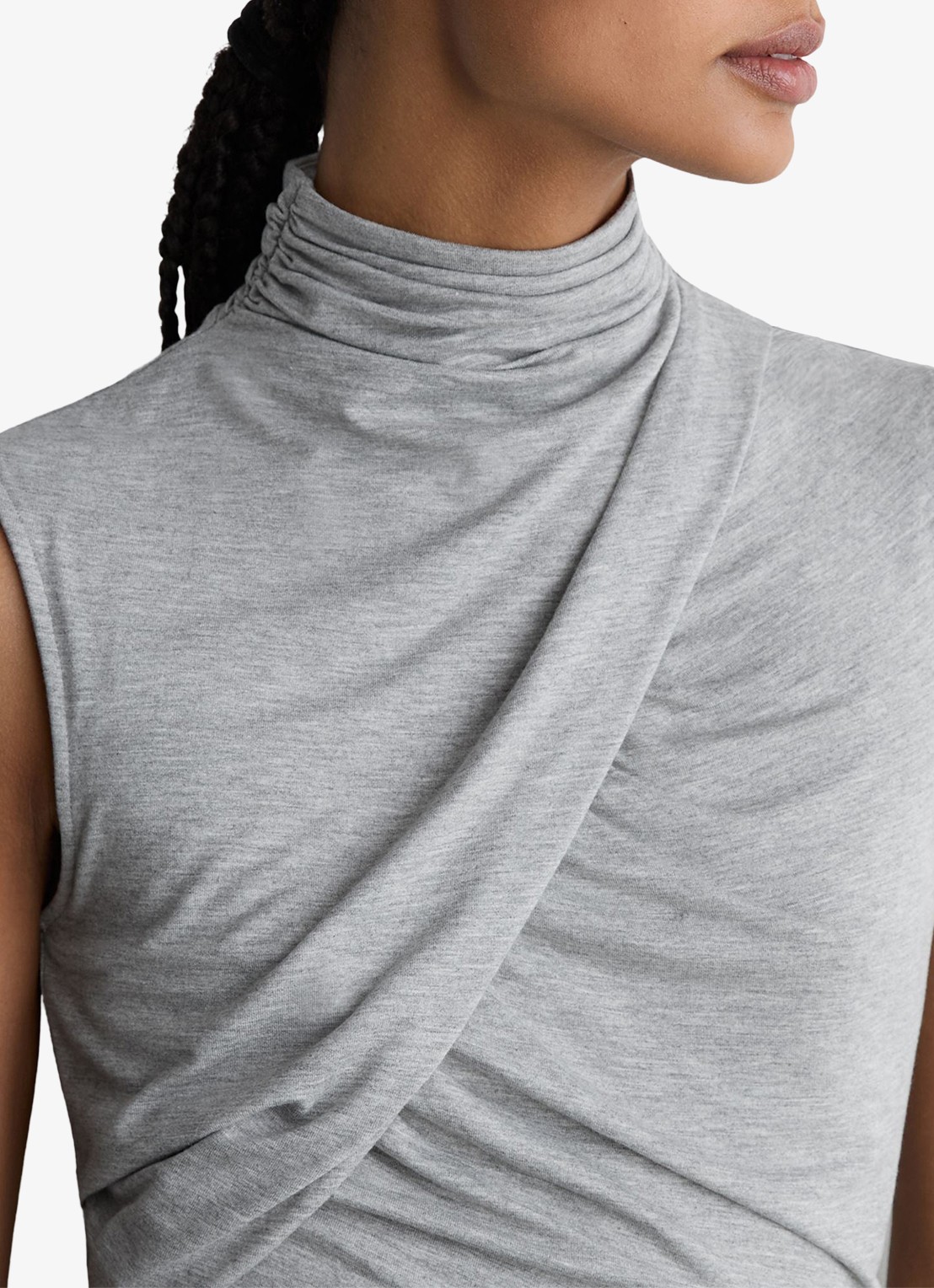 Reiss Wanda top met plooien - detail 4 grey marl / grijs