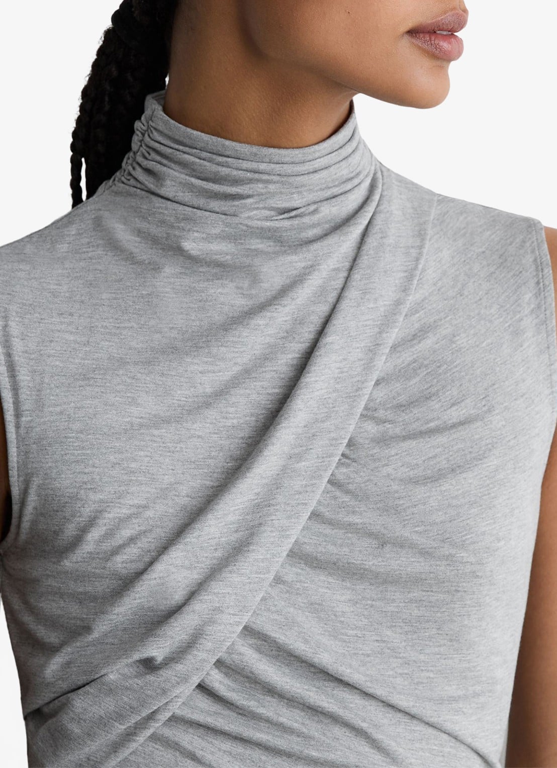 Reiss Wanda top met plooien - detail 5 grey marl / grijs