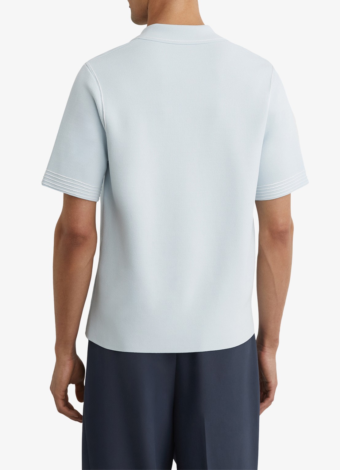 Reiss WANDSWORTH Stitch-Detail Cuban-Collar Knit Shirt - detail 5 lichtblauw