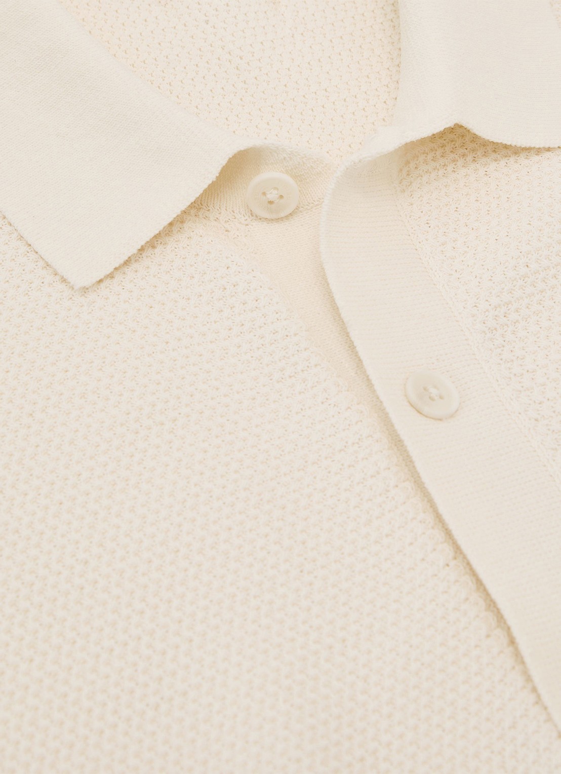 Reiss Warren grofgebreide regular fit polo - detail 3 gebroken wit