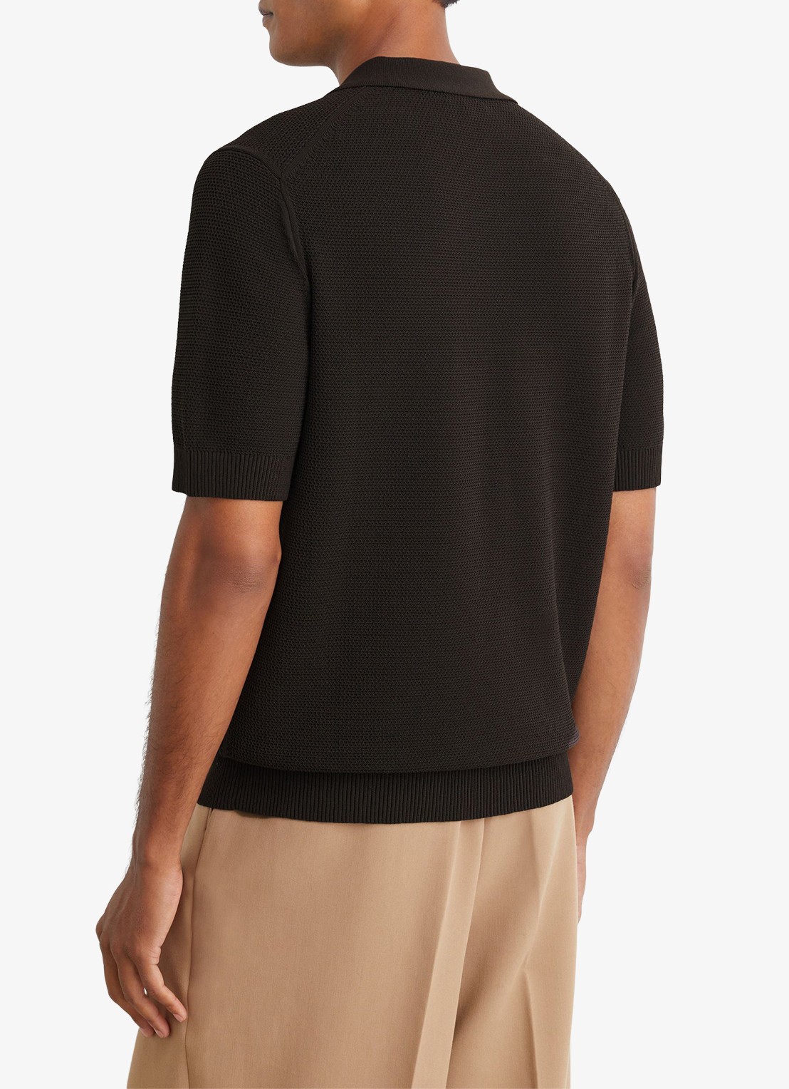 Reiss Warren grofgebreide regular fit polo - achterkant 7 bruin