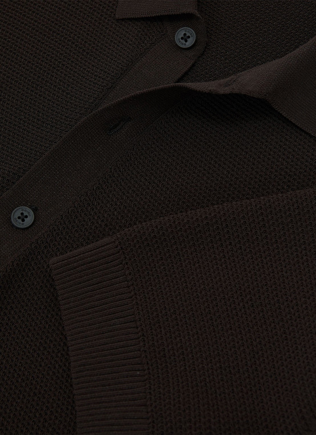 Reiss Warren grofgebreide regular fit polo - detail 4 bruin