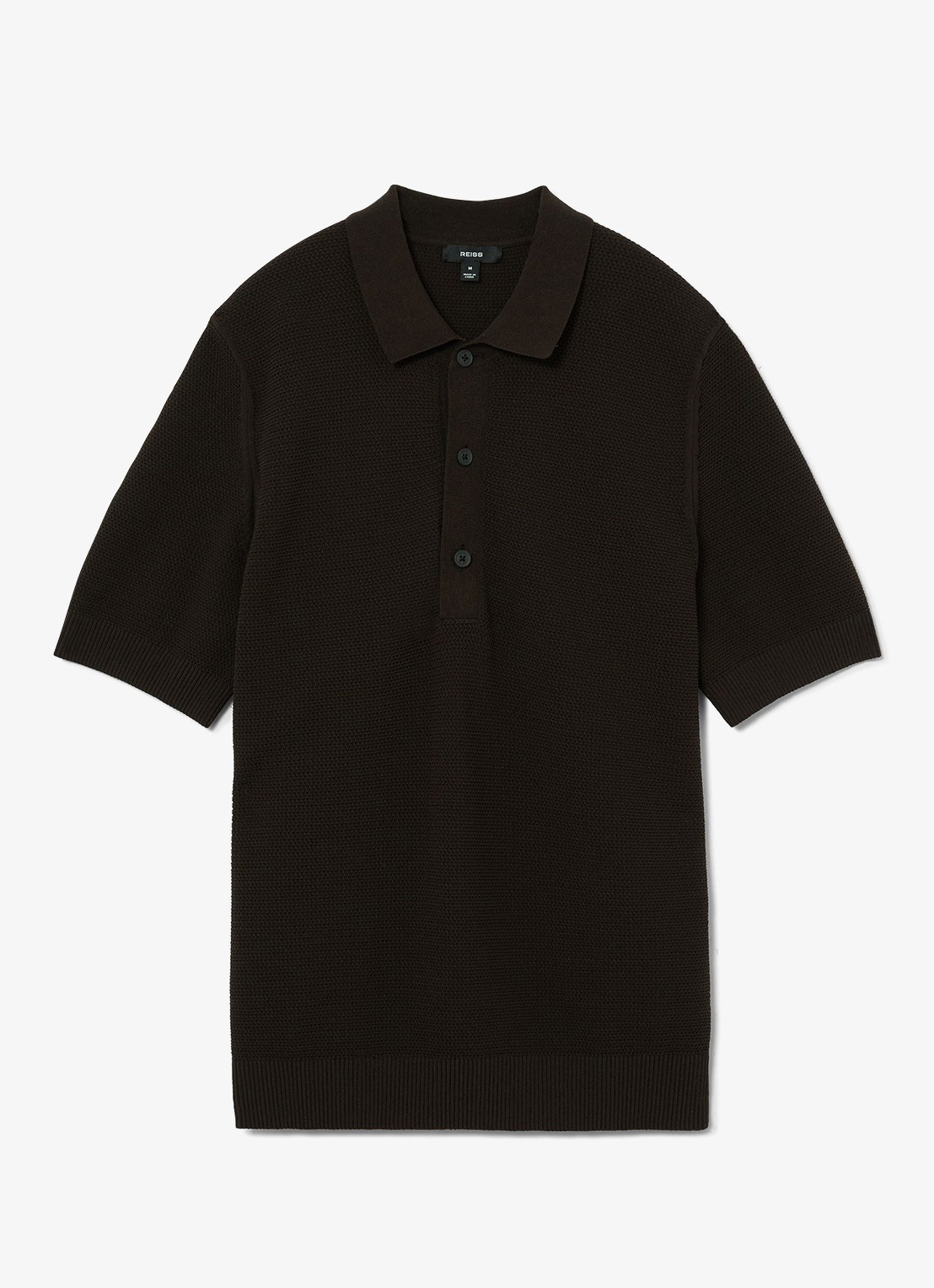 Reiss Warren grofgebreide regular fit polo - voorkant 5 bruin
