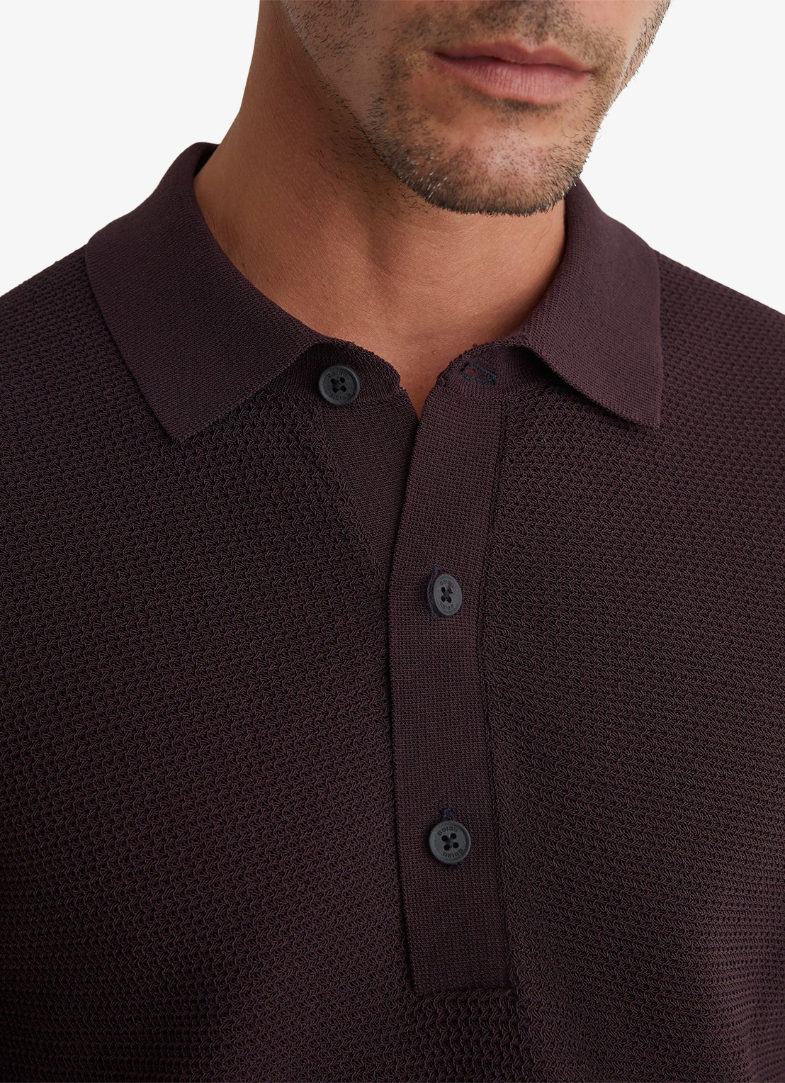 Reiss Warren grofgebreide regular fit polo - detail 2 bordeauxrood