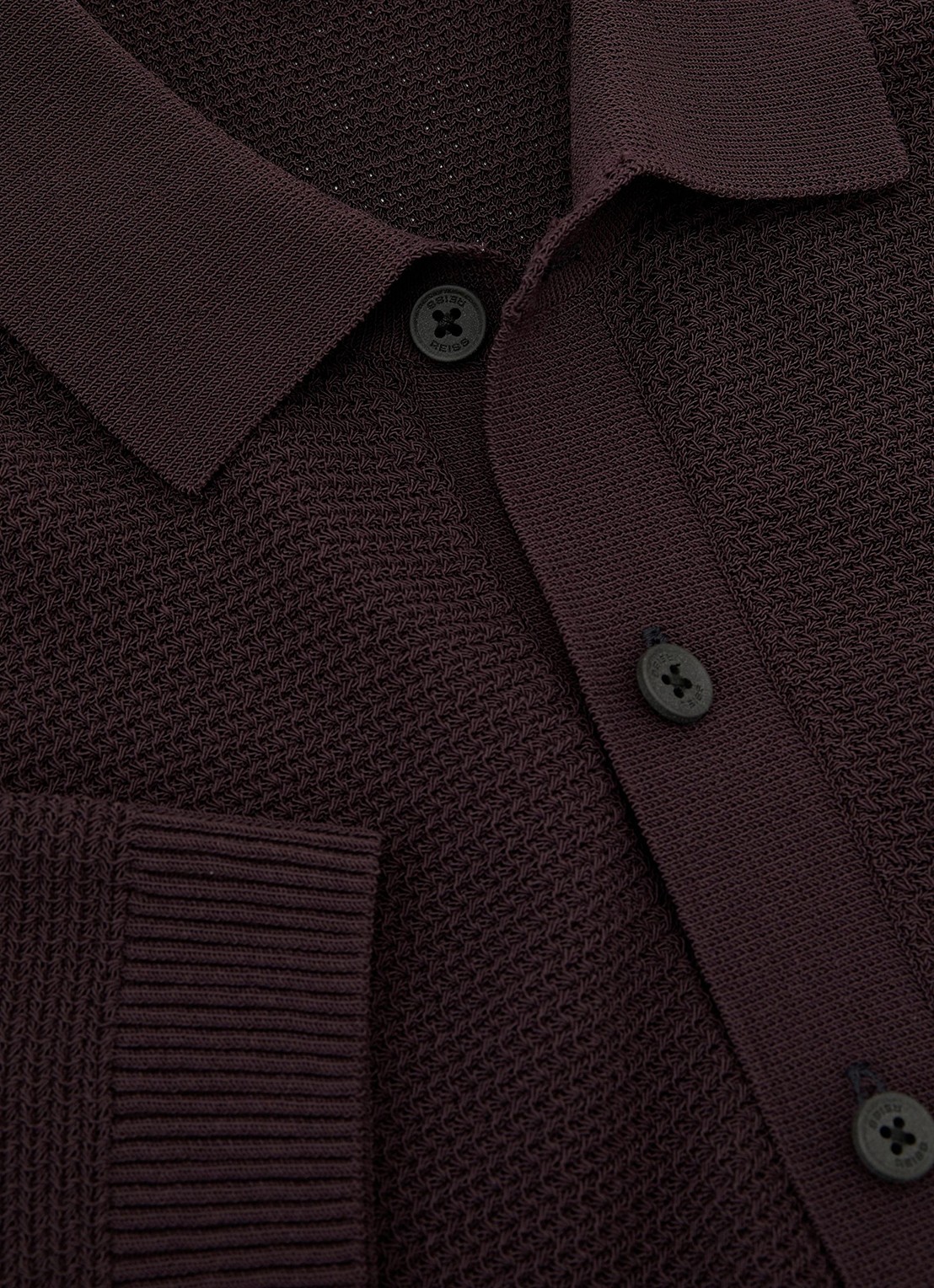 Reiss Warren grofgebreide regular fit polo - detail 3 bordeauxrood