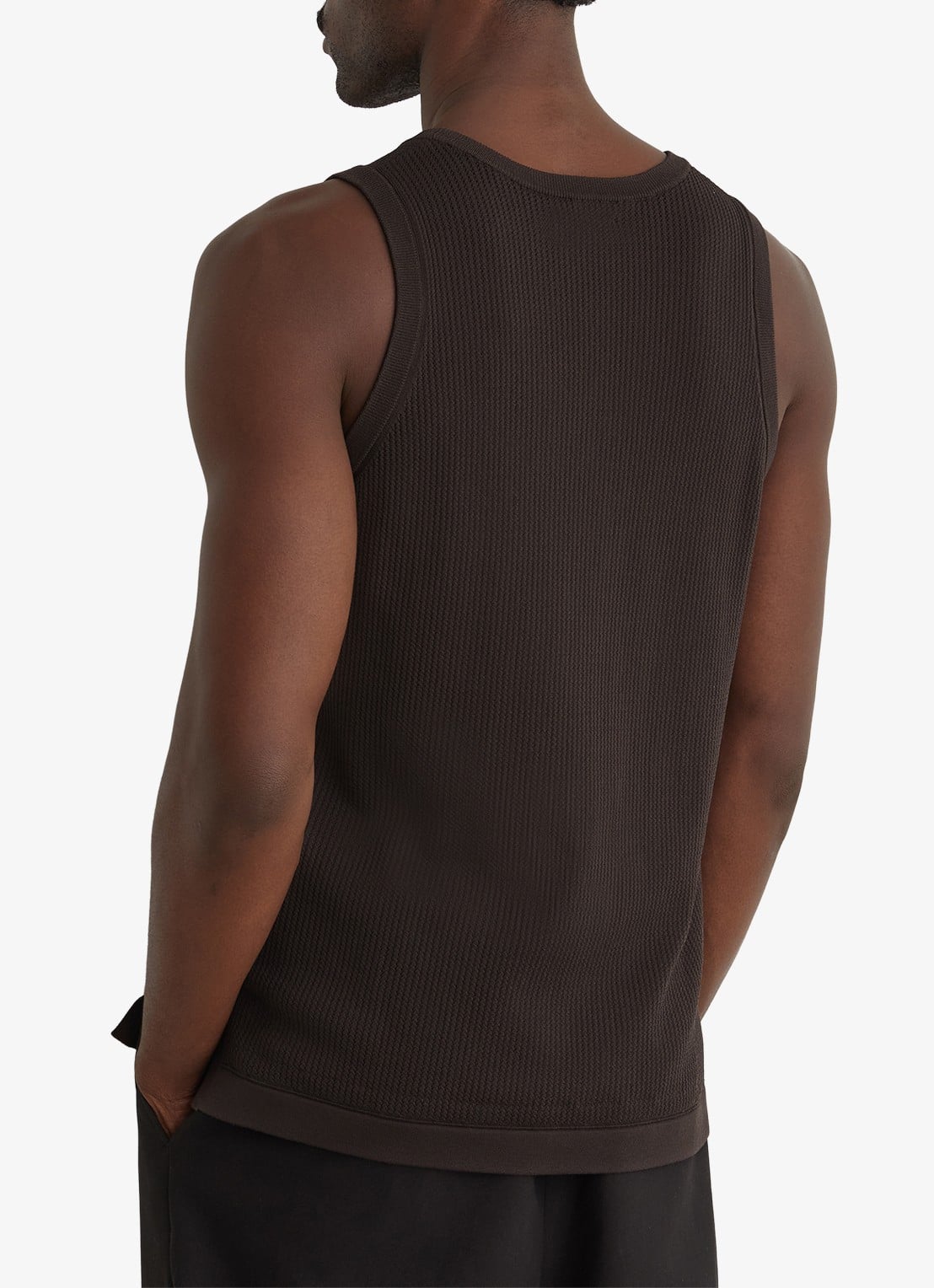 Reiss Watson singlet met structuur - achterkant 5 chocoladebruin