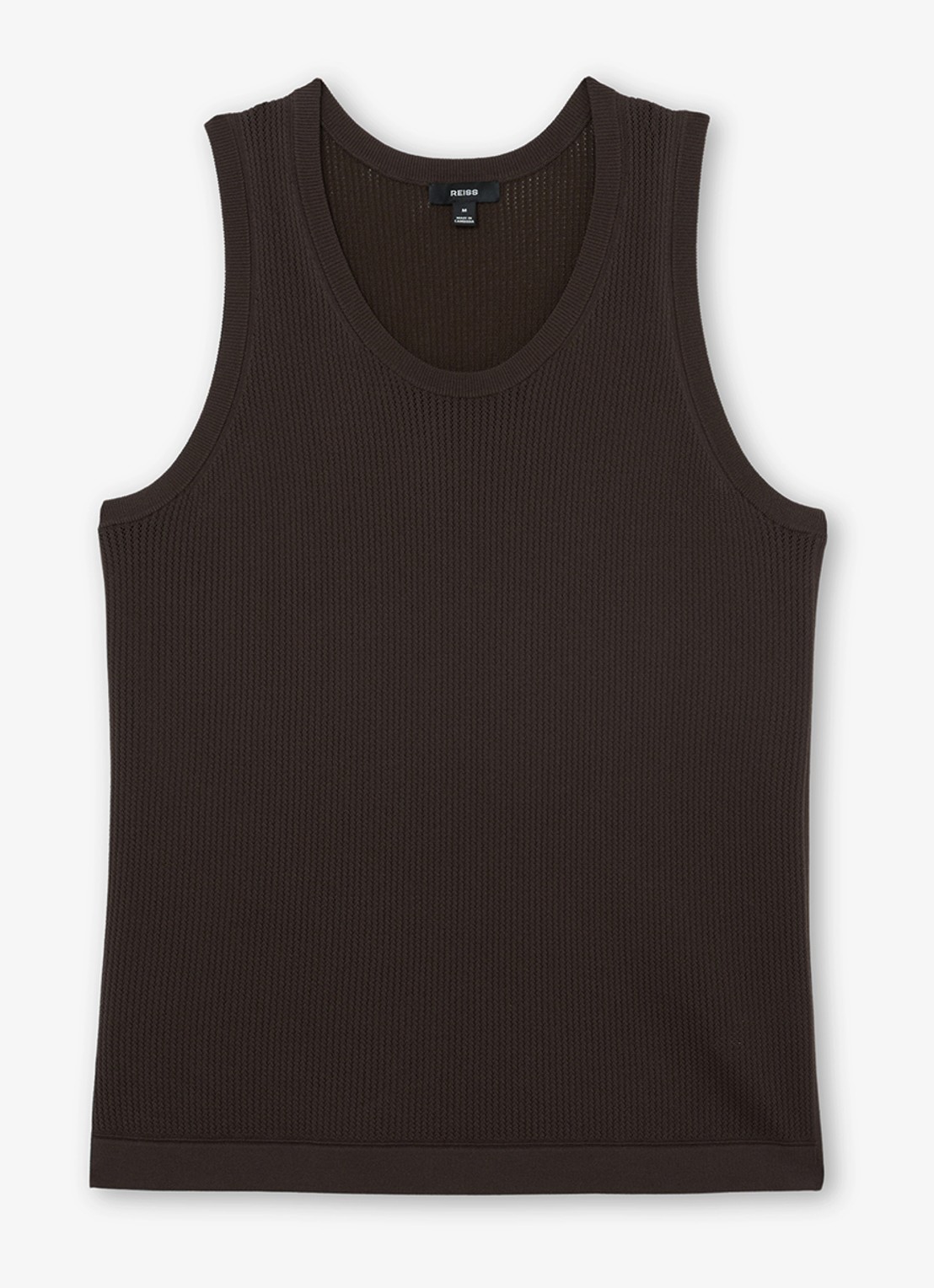 Reiss Watson singlet met structuur - voorkant 6 chocoladebruin