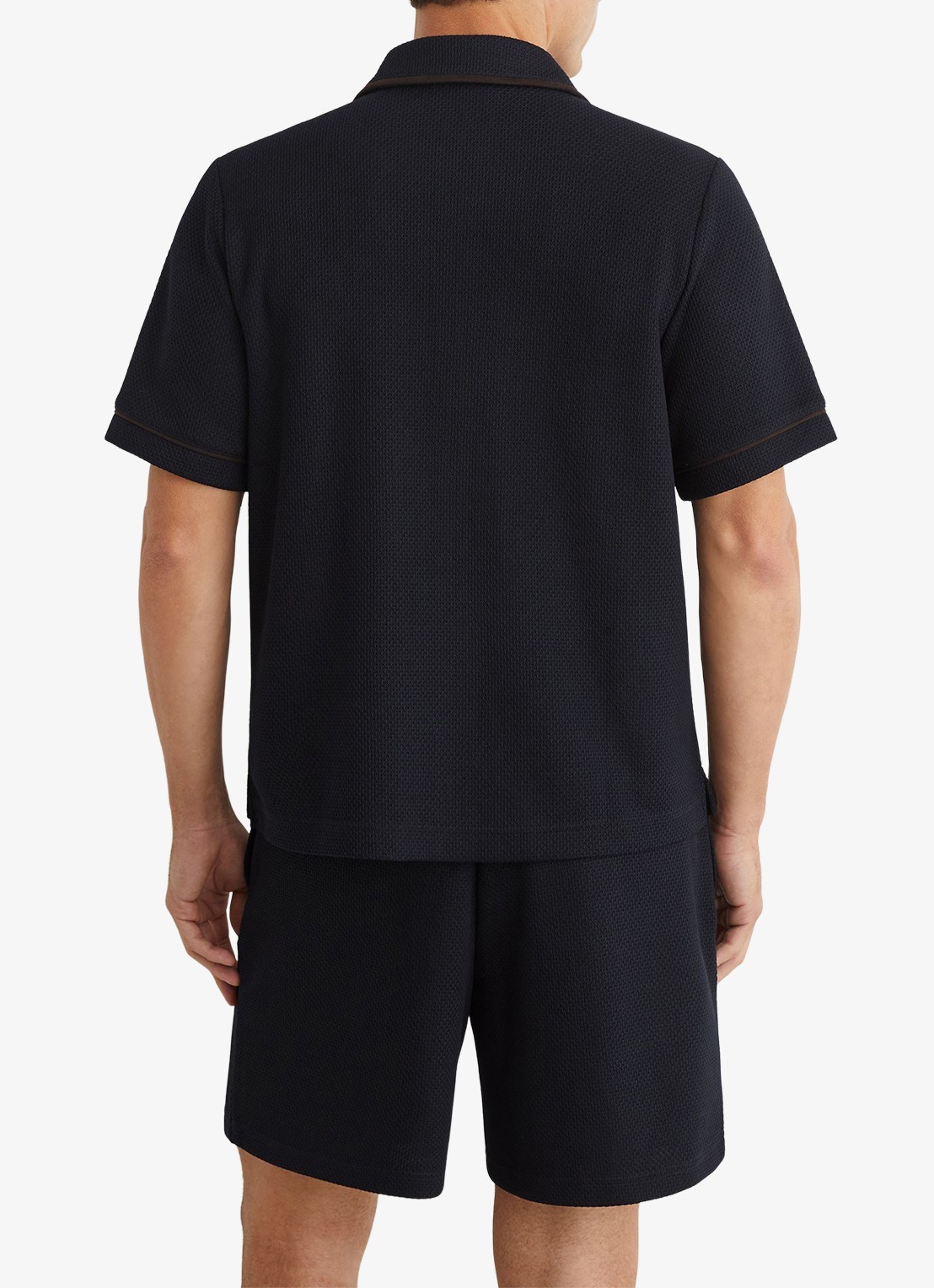 Reiss Weaver overhemd met borstzak - achterkant donkerblauw