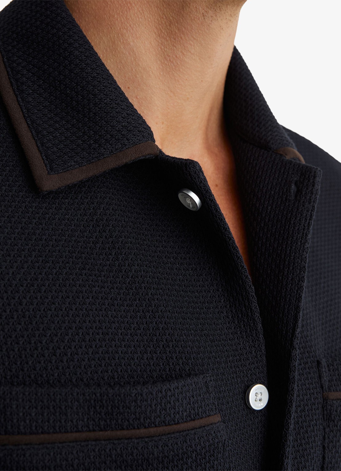 Reiss Weaver overhemd met borstzak - detail 4 donkerblauw