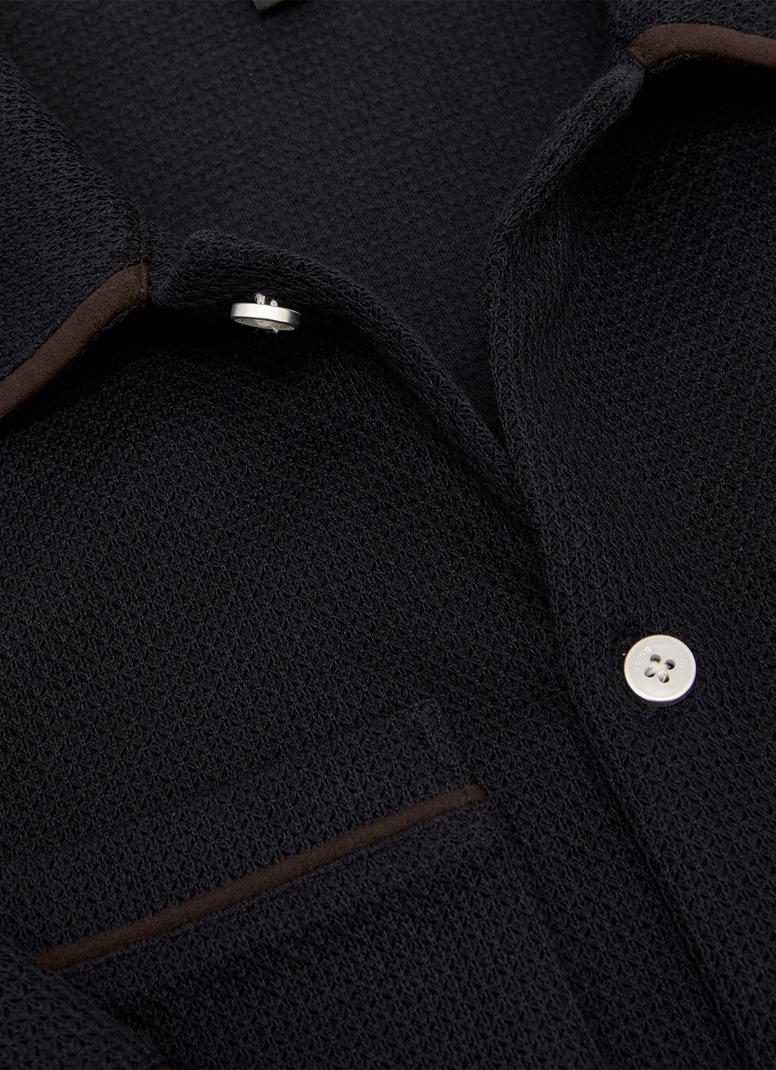Reiss Weaver overhemd met borstzak - detail 5 donkerblauw