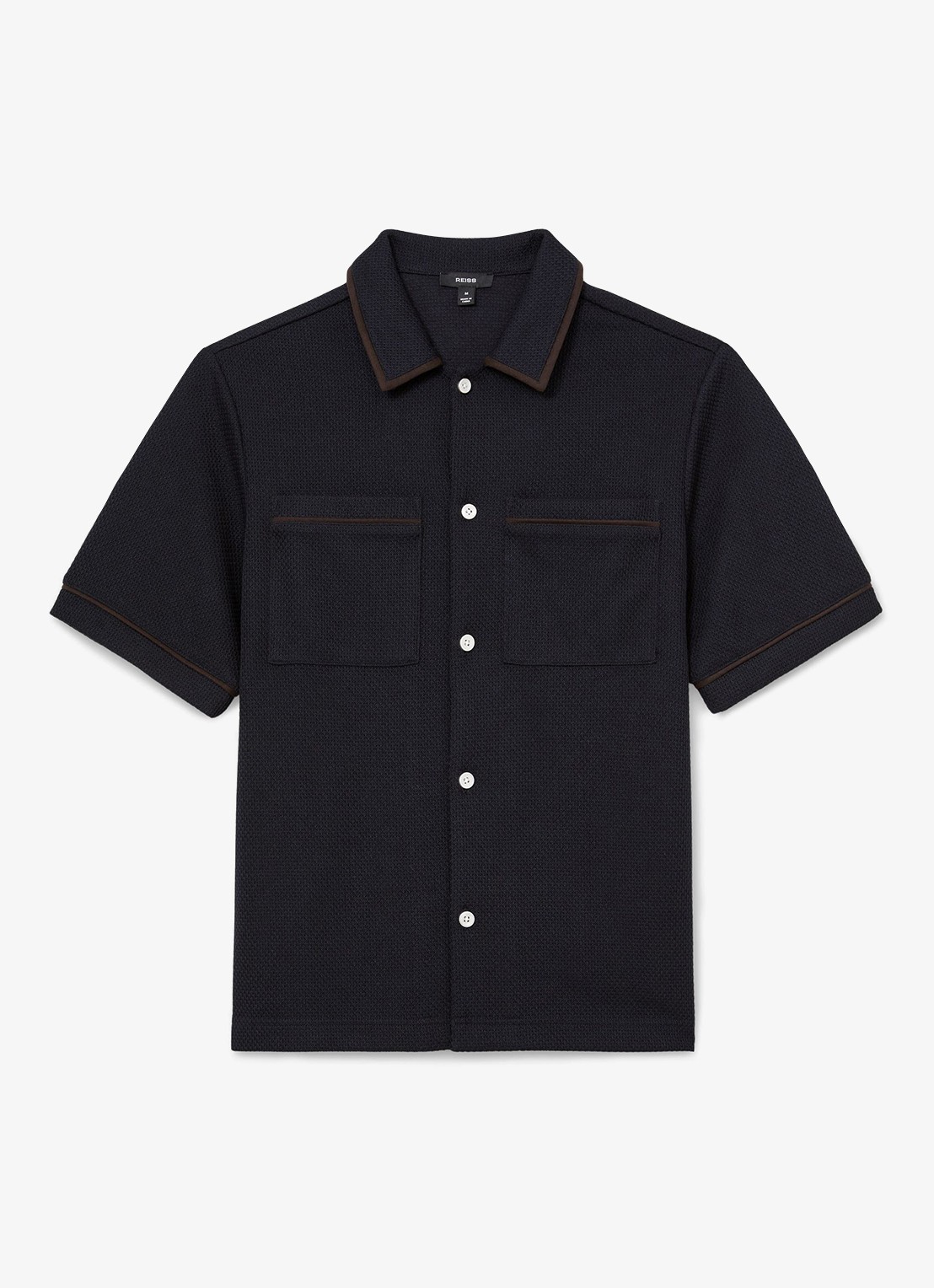 Reiss Weaver overhemd met borstzak - voorkant 6 donkerblauw