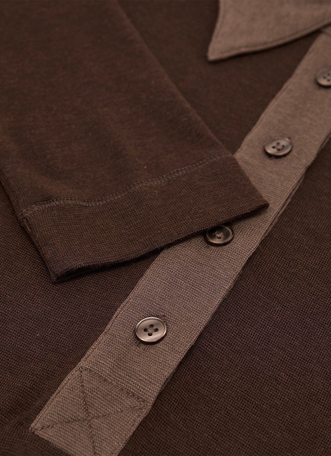 Reiss Wendy color block polo in wolblend - detail 4 chocoladebruin