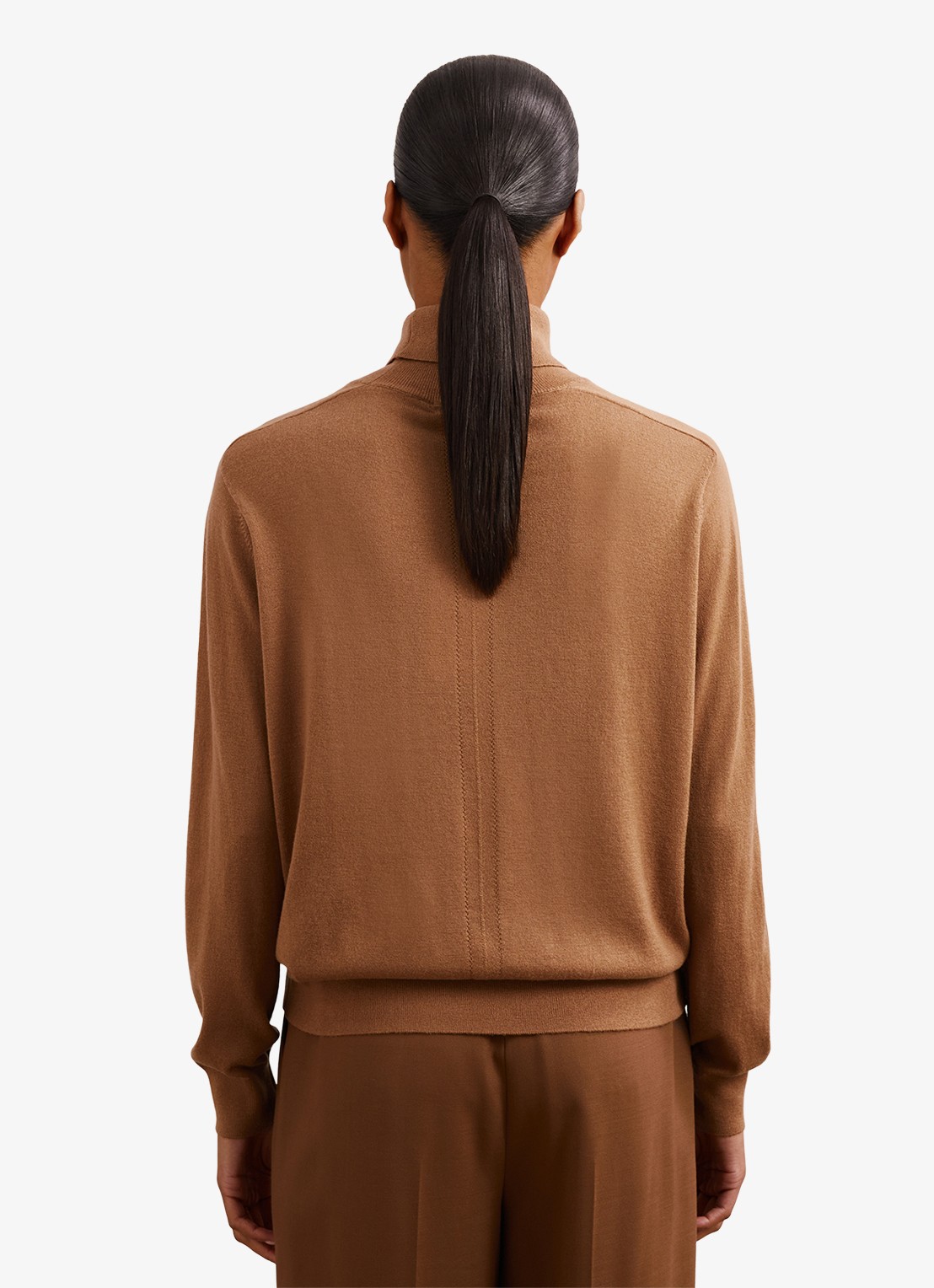 Reiss Wendy fijngebreide trui van wol met col - achterkant camel