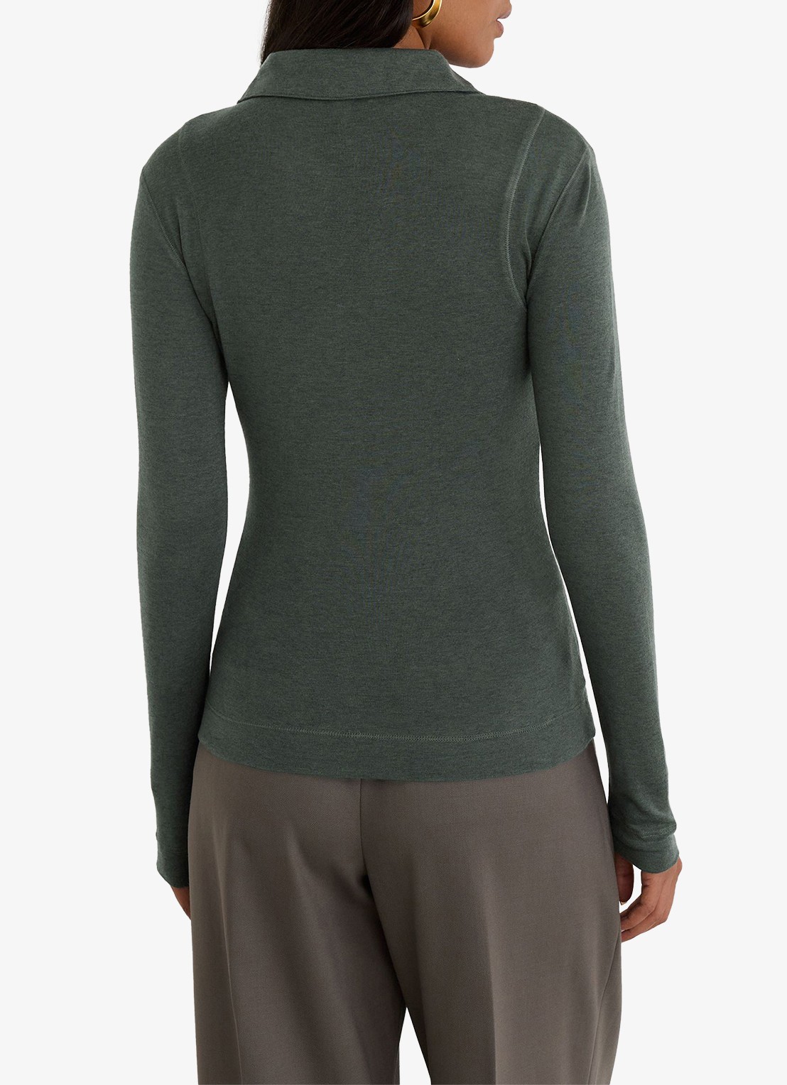Reiss Wendy polo top van lyocell en wol  - achterkant 7 groen