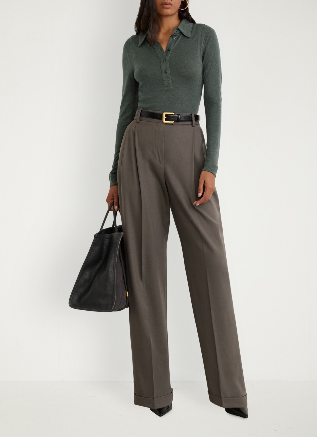 Reiss Wendy polo top van lyocell en wol  - voorkant 6 groen