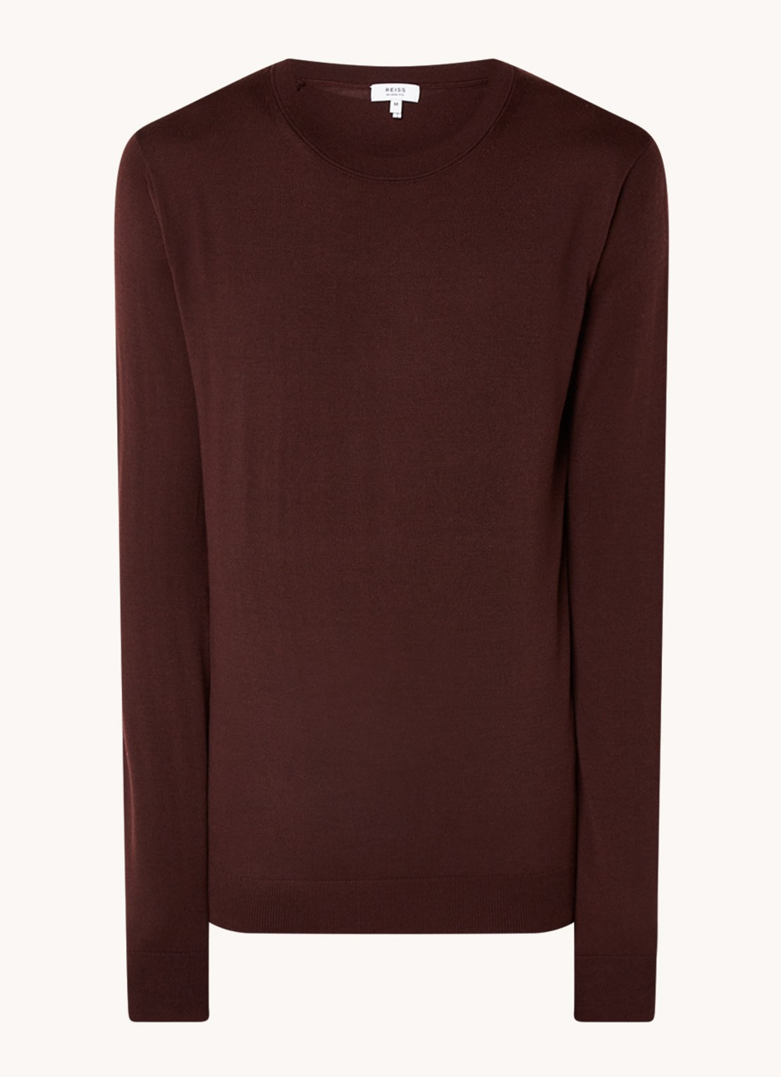 Reiss Wessex fijngebreide pullover van merino wol - voorkant 3 bordeauxrood