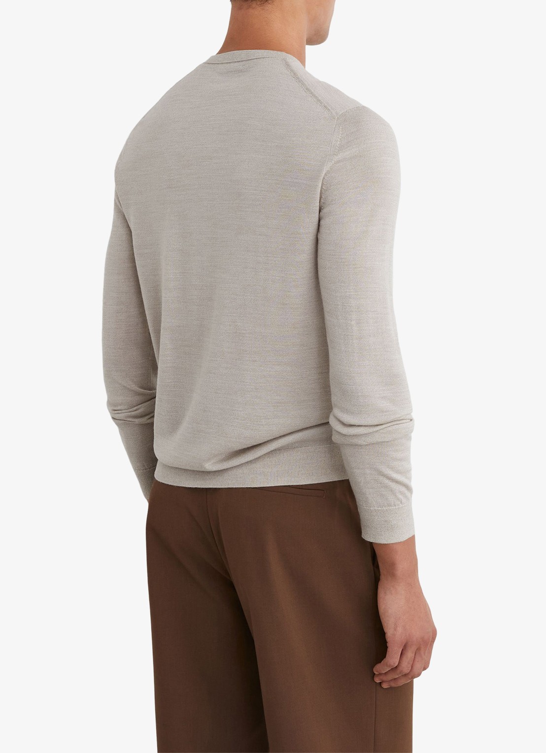 Reiss Wessex fijngebreide trui van merino wol  - achterkant beige