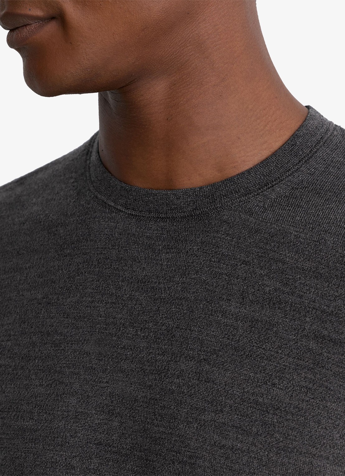 Reiss Wessex fijngebreide trui van merino wol - detail donkergrijs