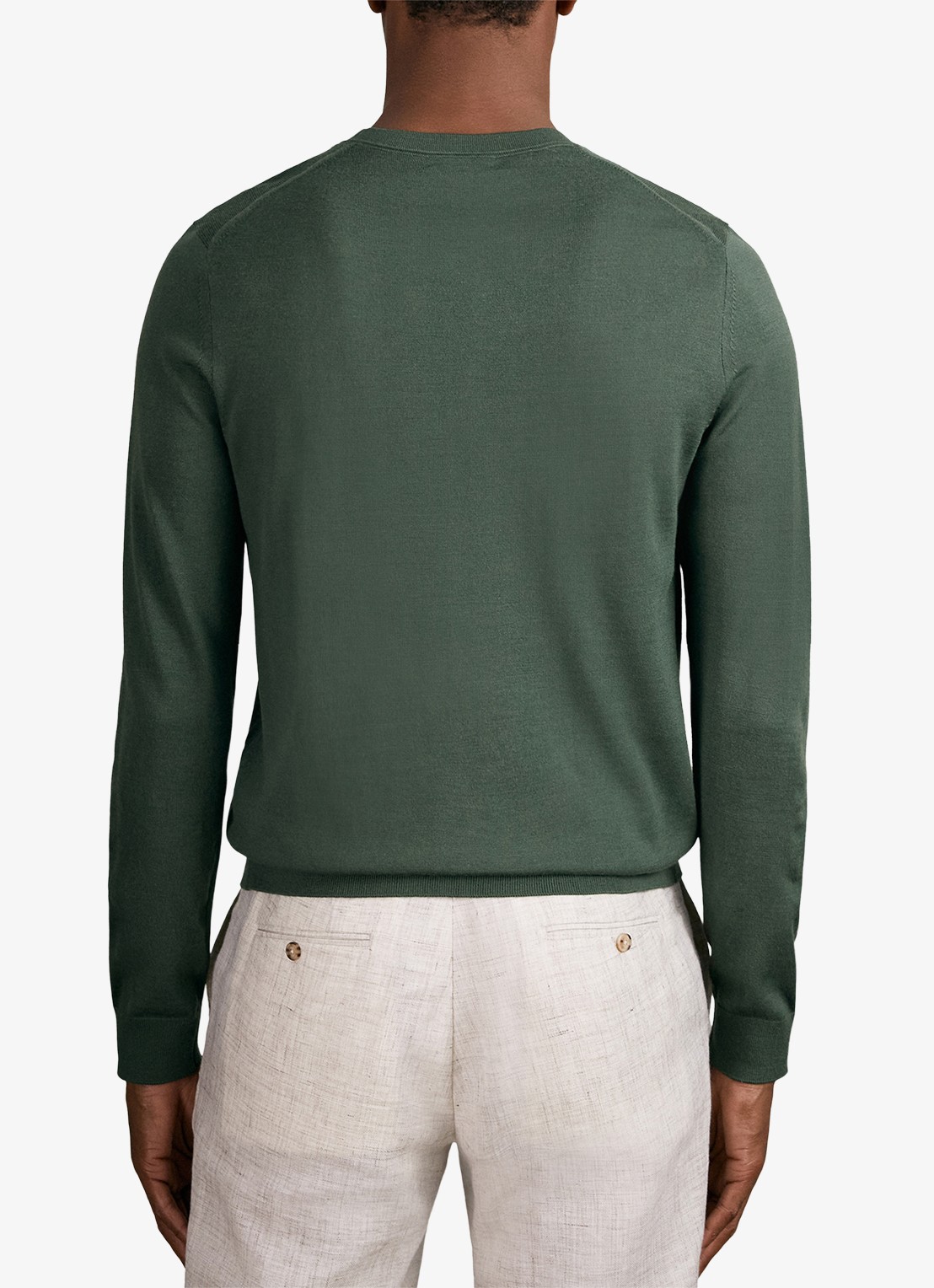Reiss Wessex merino wol trui met ronde hals - achterkant 3 donkergroen
