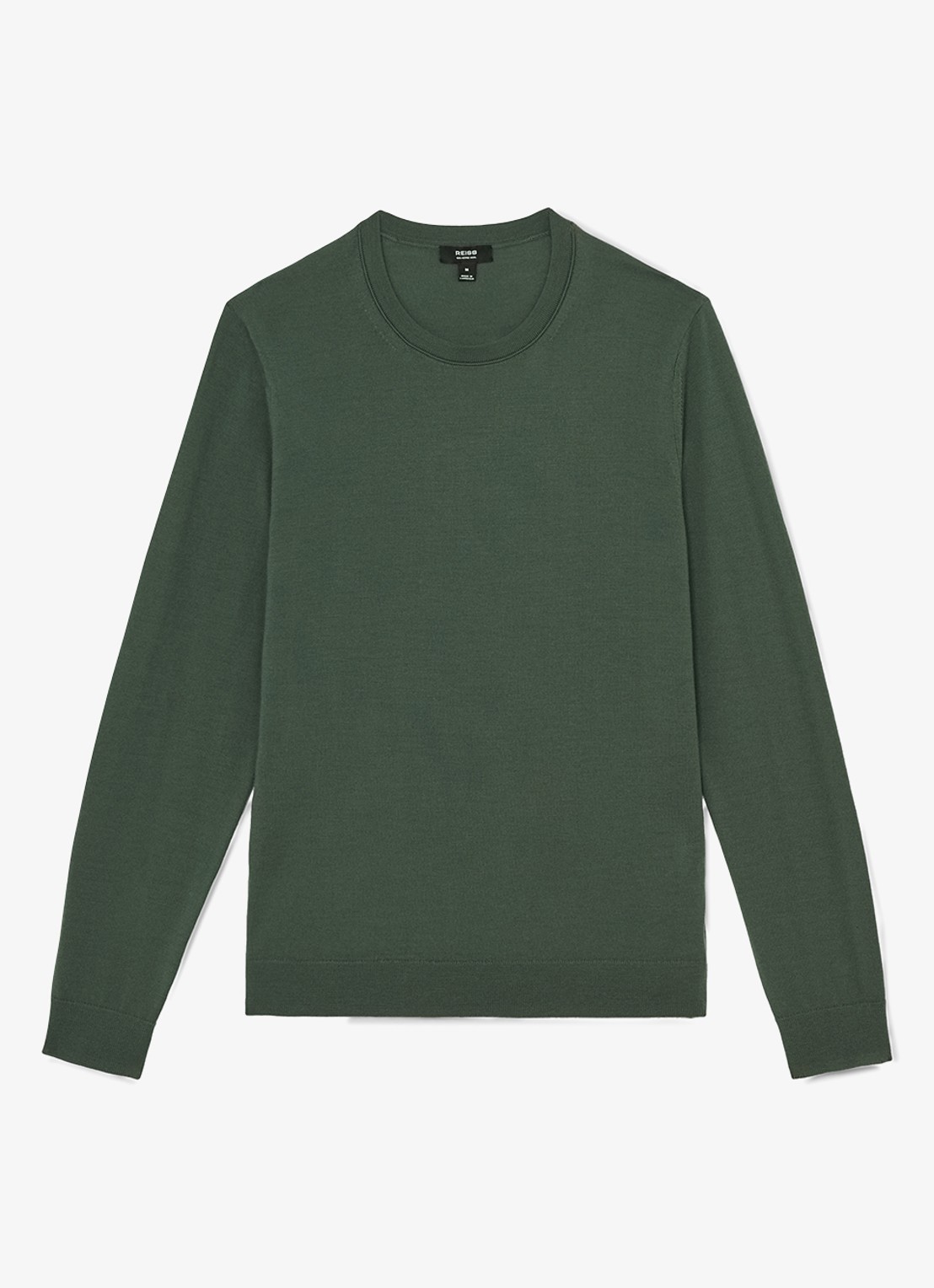 Reiss Wessex merino wol trui met ronde hals - voorkant 4 donkergroen