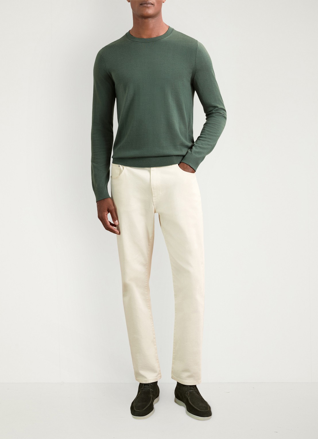 Reiss Wessex merino wol trui met ronde hals - voorkant 5 donkergroen