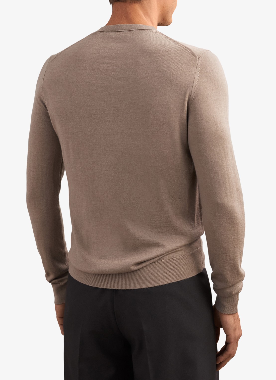 Reiss Wessex sweater van merino wol - achterkant 4 camel