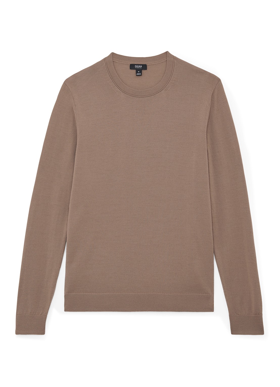 Reiss Wessex sweater van merino wol - voorkant 5 camel