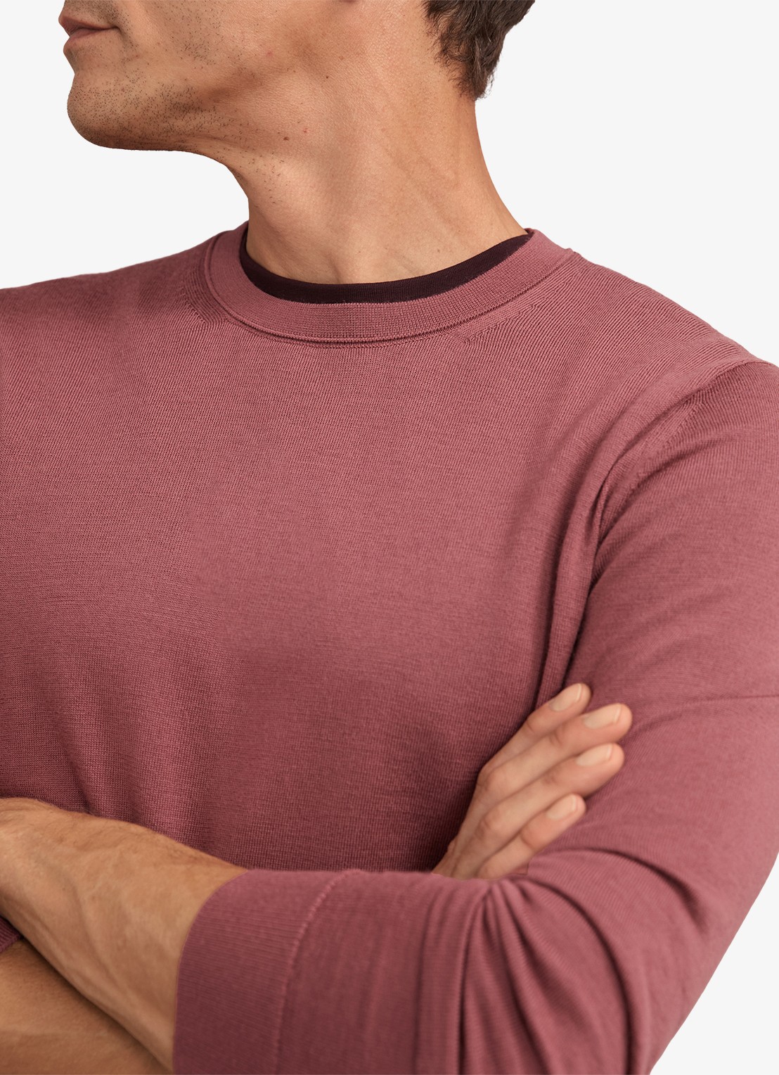 Reiss Wessex sweater van merino wol - detail 2 oudroze