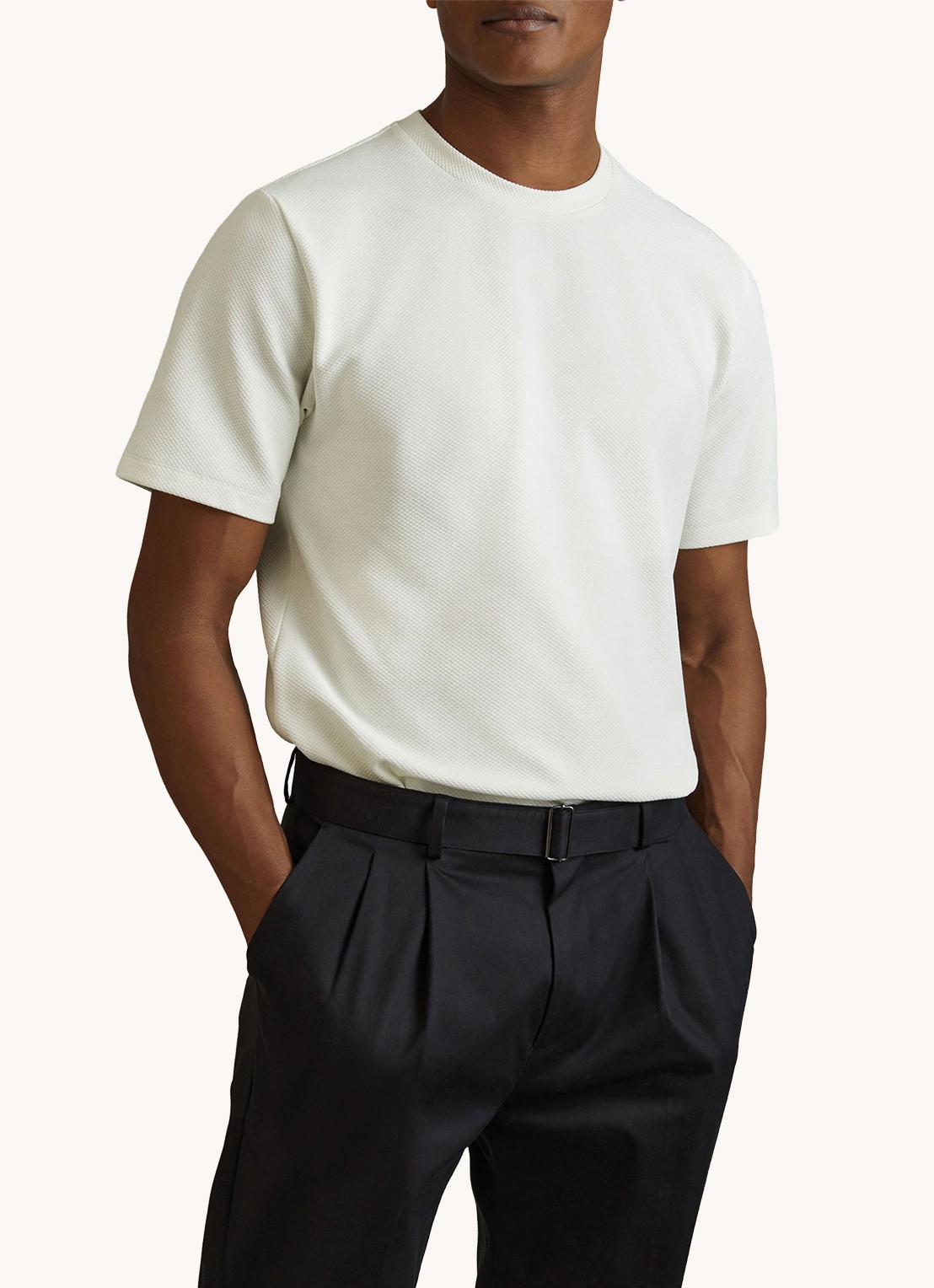 Reiss Wick T-shirt met structuur - detail 4 wit