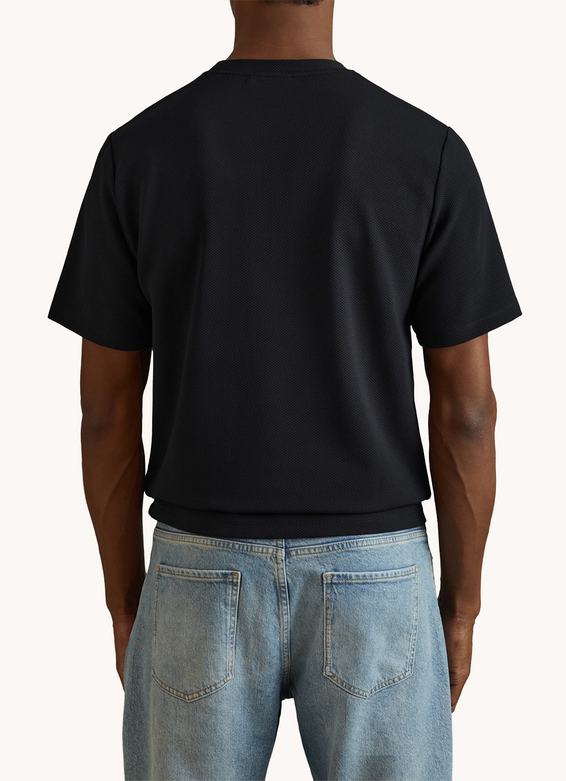 Reiss Wick T-shirt met structuur - achterkant donkerblauw