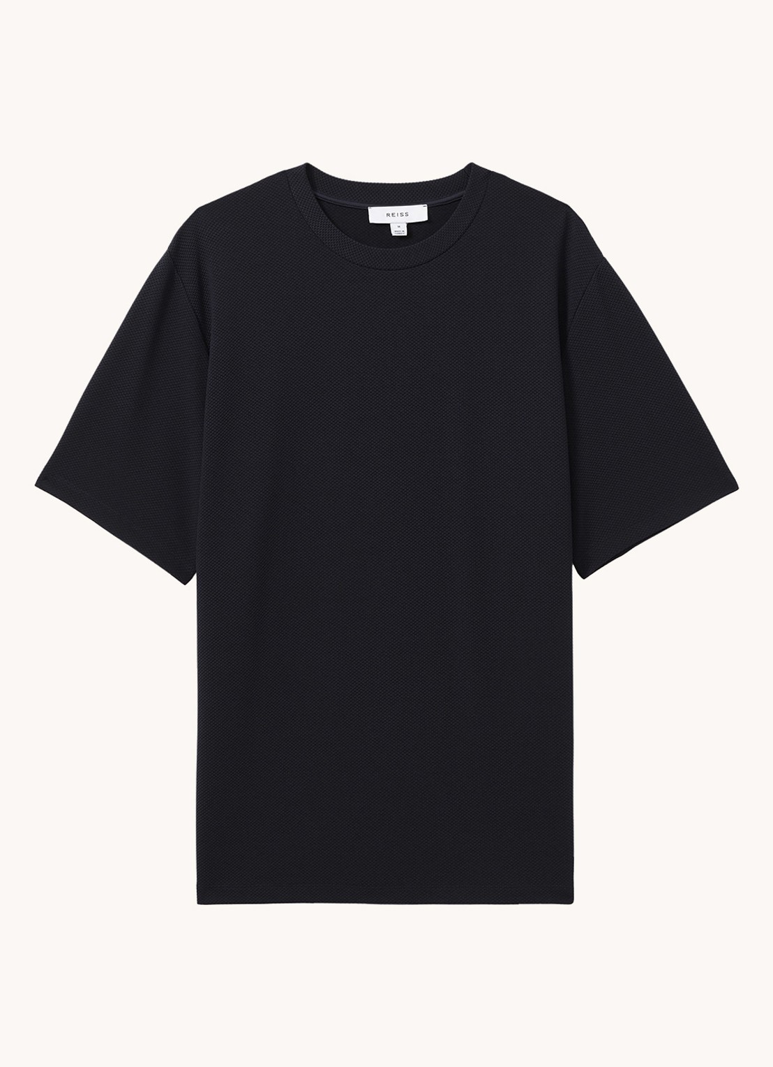 Reiss Wick T-shirt met structuur - voorkant 2 donkerblauw