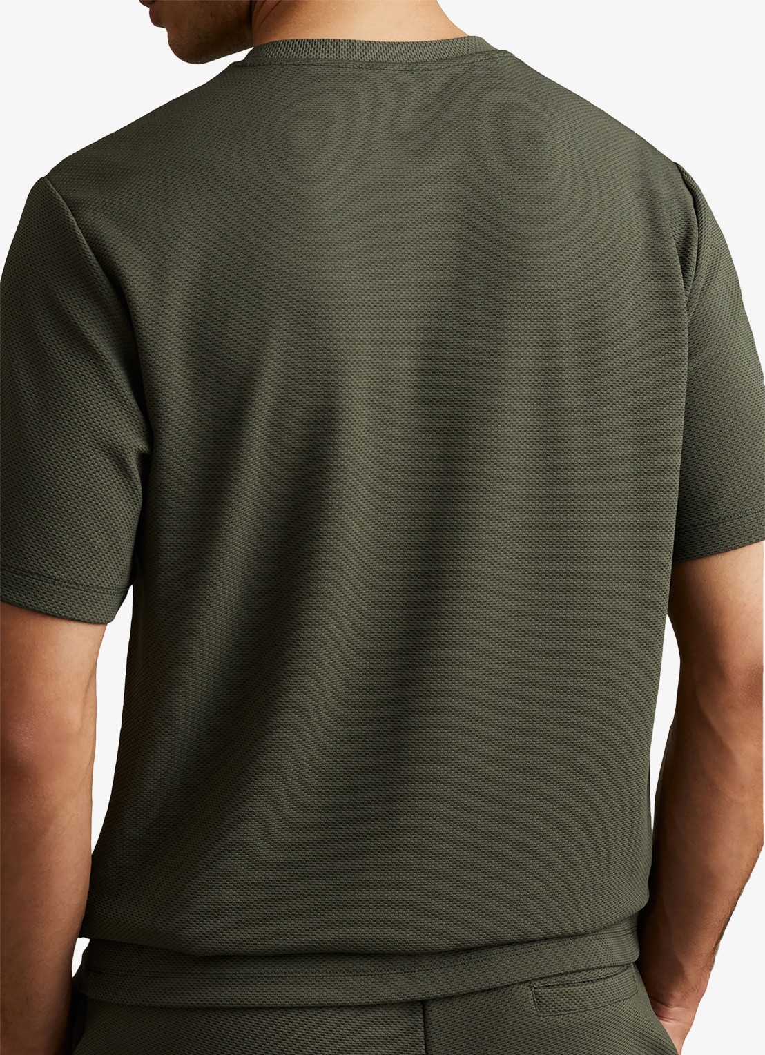 Reiss Wick T-shirt met structuur - achterkant 3 bronsgroen
