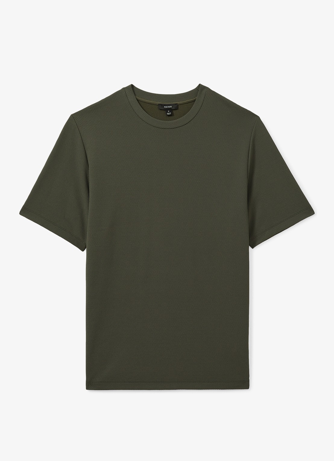 Reiss Wick T-shirt met structuur - voorkant 4 bronsgroen