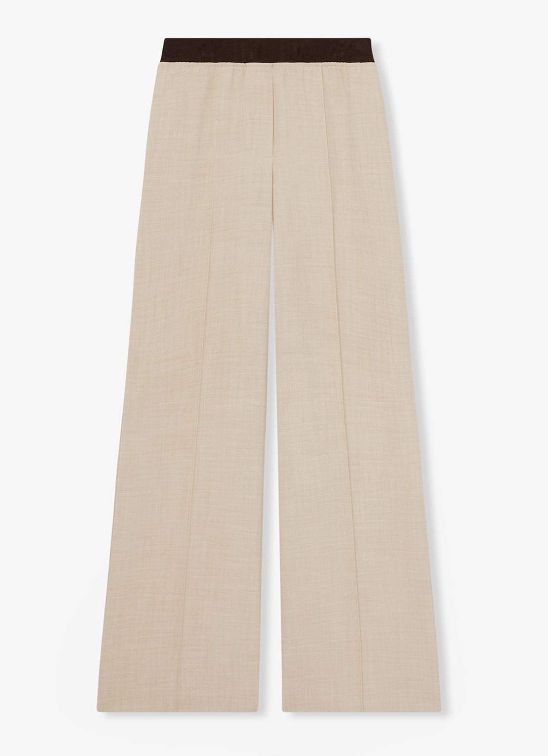 Reiss Wilde mid waist wide fit pantalon met steekzakken - voorkant beige