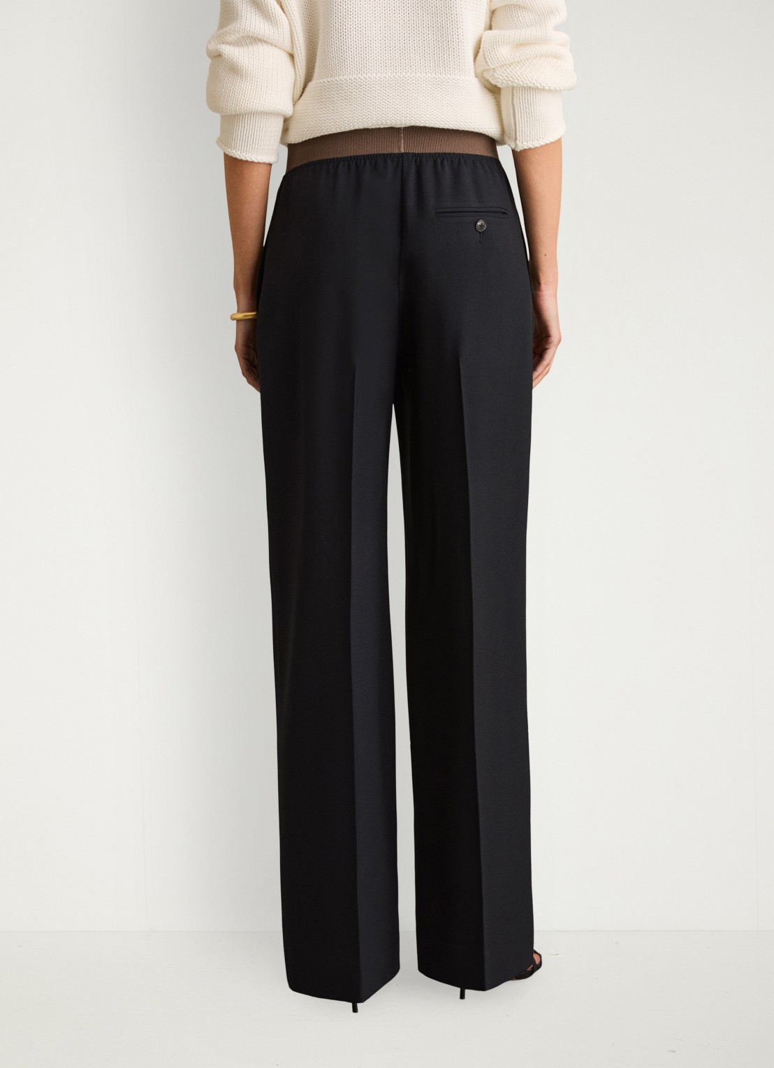 Reiss Wilde mid waist wide fit pantalon met steekzakken - achterkant blauw