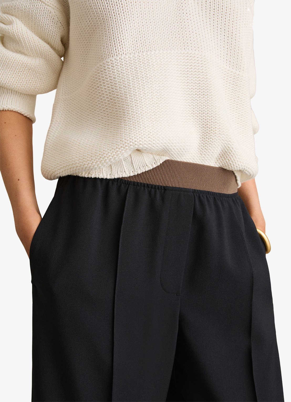 Reiss Wilde mid waist wide fit pantalon met steekzakken - detail 3 blauw