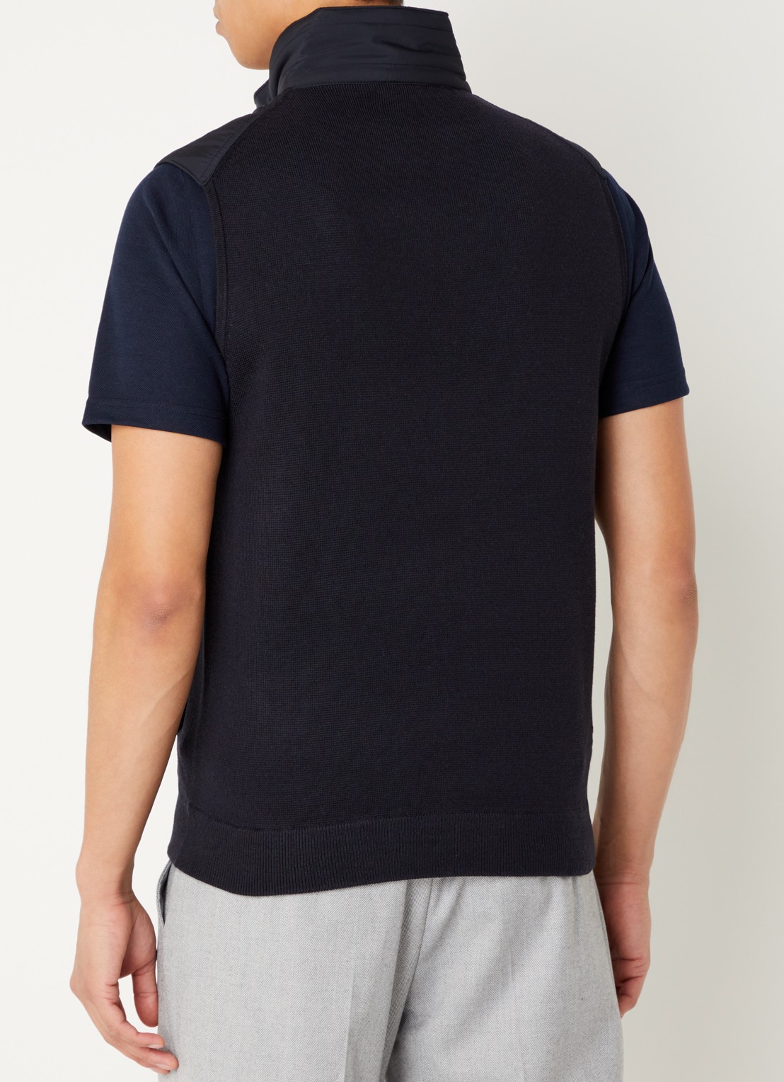 Reiss William fijngebreid gilet in wolblend met gewatteerd voorpand - achterkant 4 donkerblauw