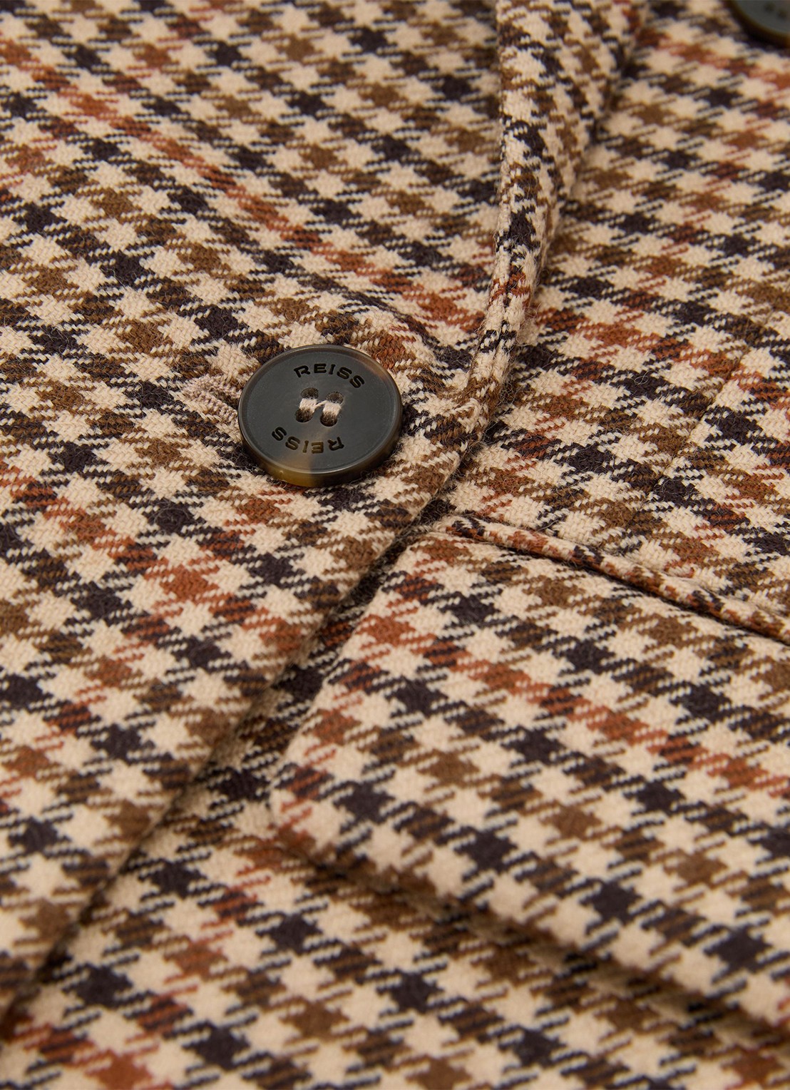 Reiss Willow double-breasted blazer van wol met pied-de-poule dessin - detail 4 lichtbruin