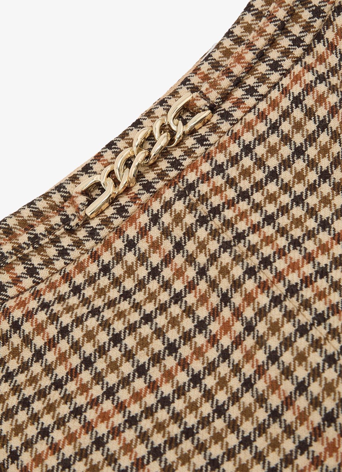 Reiss Willow mini rok van wol met ruitdessin - detail 3 beige
