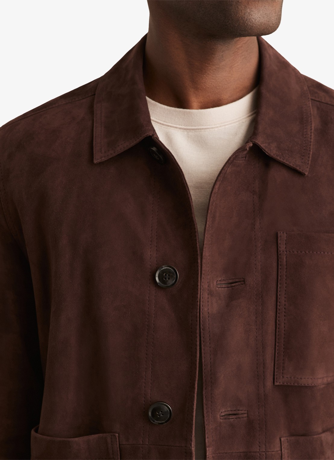 Reiss Wilstead lerenjas van suède - detail 5 chocoladebruin