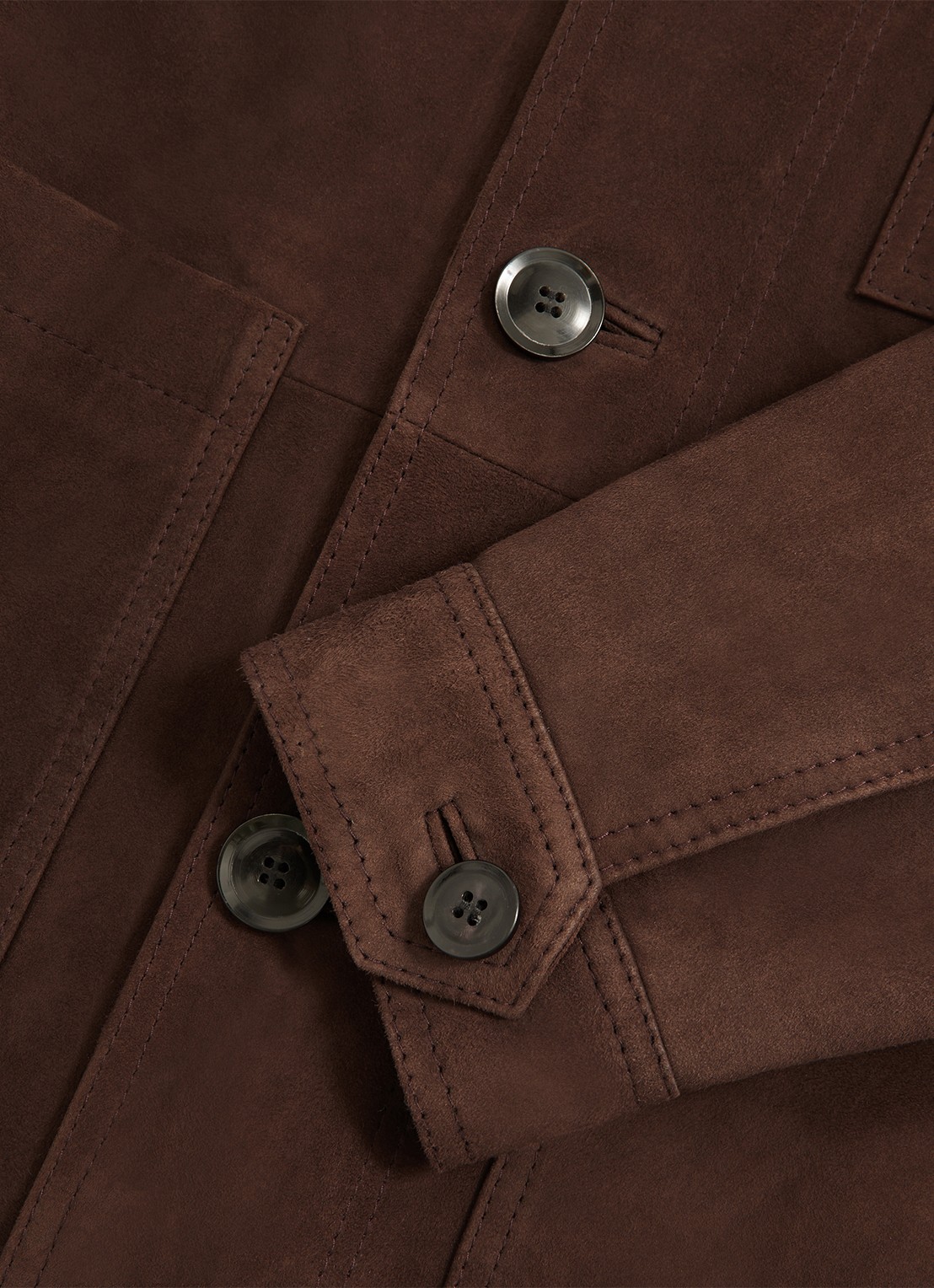 Reiss Wilstead lerenjas van suède - detail 6 chocoladebruin