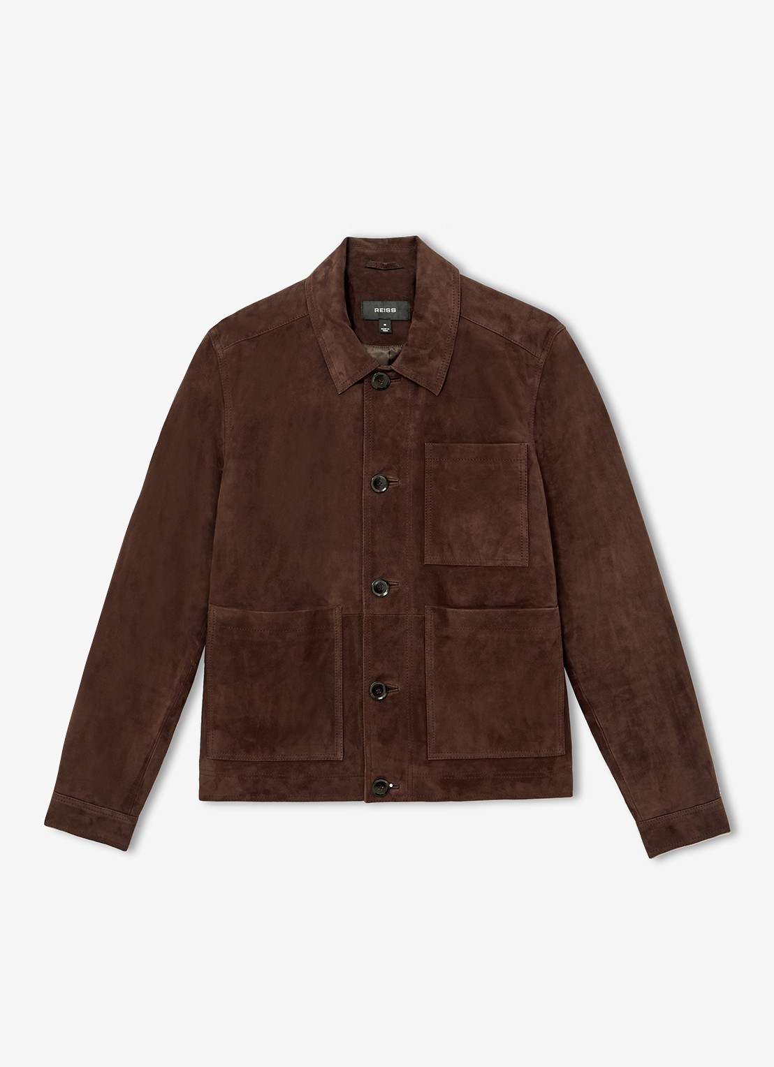 Reiss Wilstead lerenjas van suède - voorkant chocoladebruin