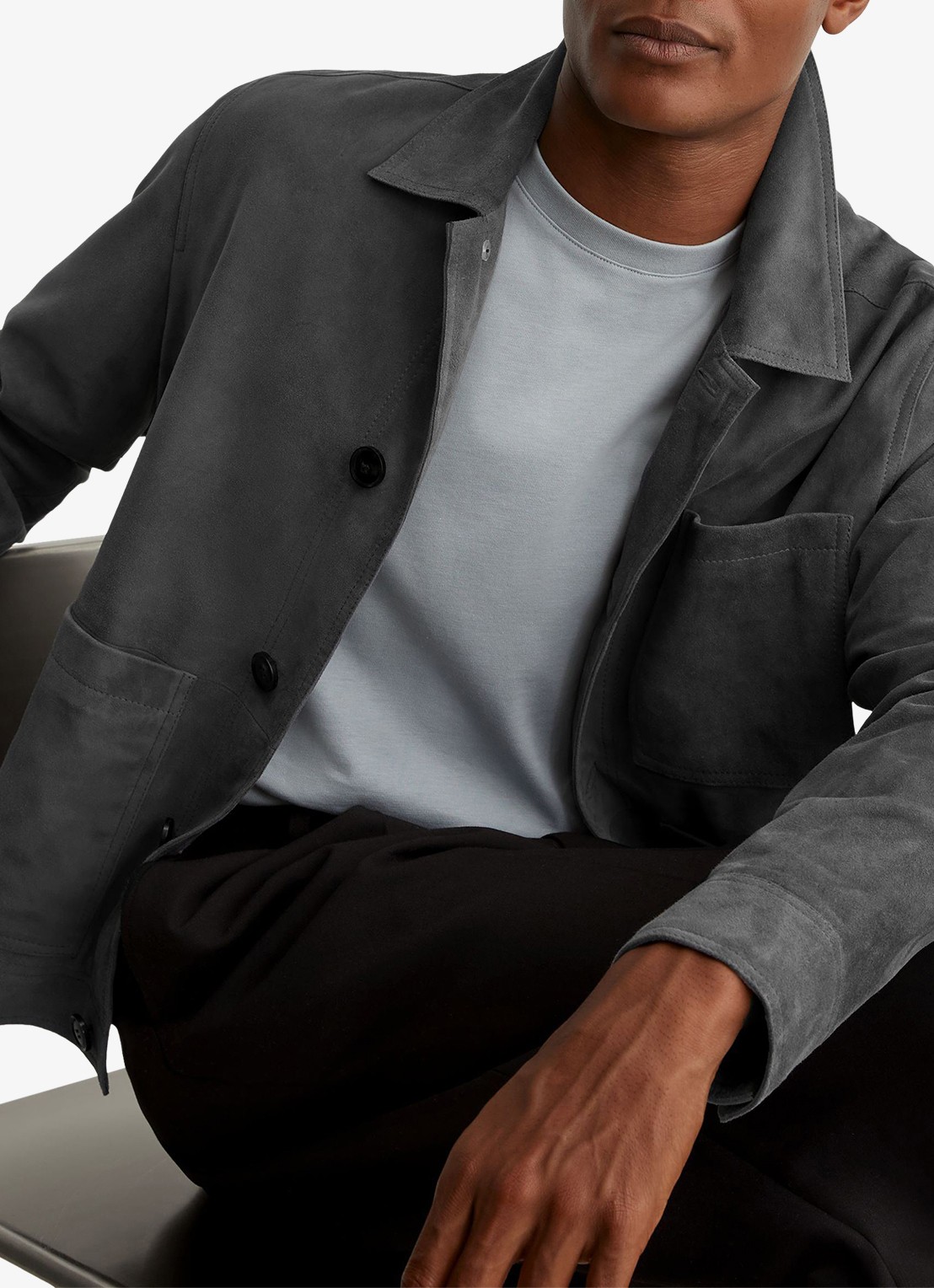 Reiss Wilstead lerenjas van suède - detail 3 blauw