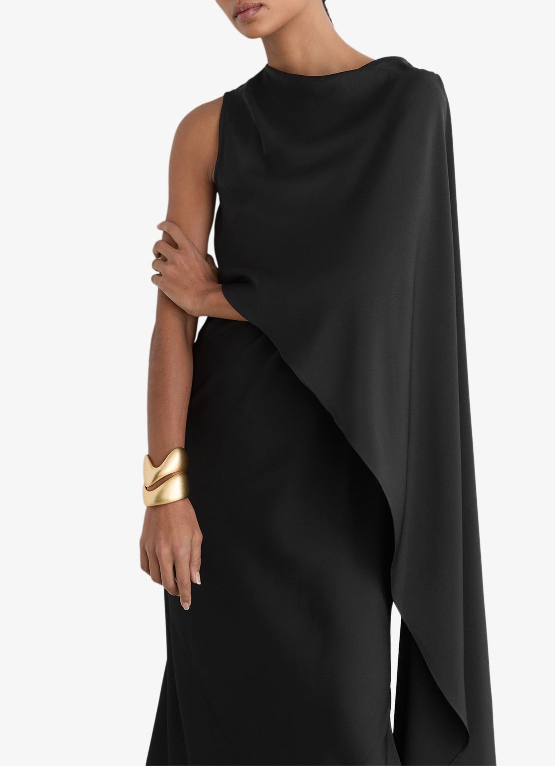 Reiss Winnie maxi jurk met cape - detail 7 black / zwart
