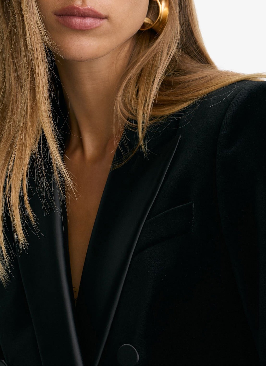Reiss Wren double-breasted blazer van fluweel met paspelzakken - detail 4 black / zwart