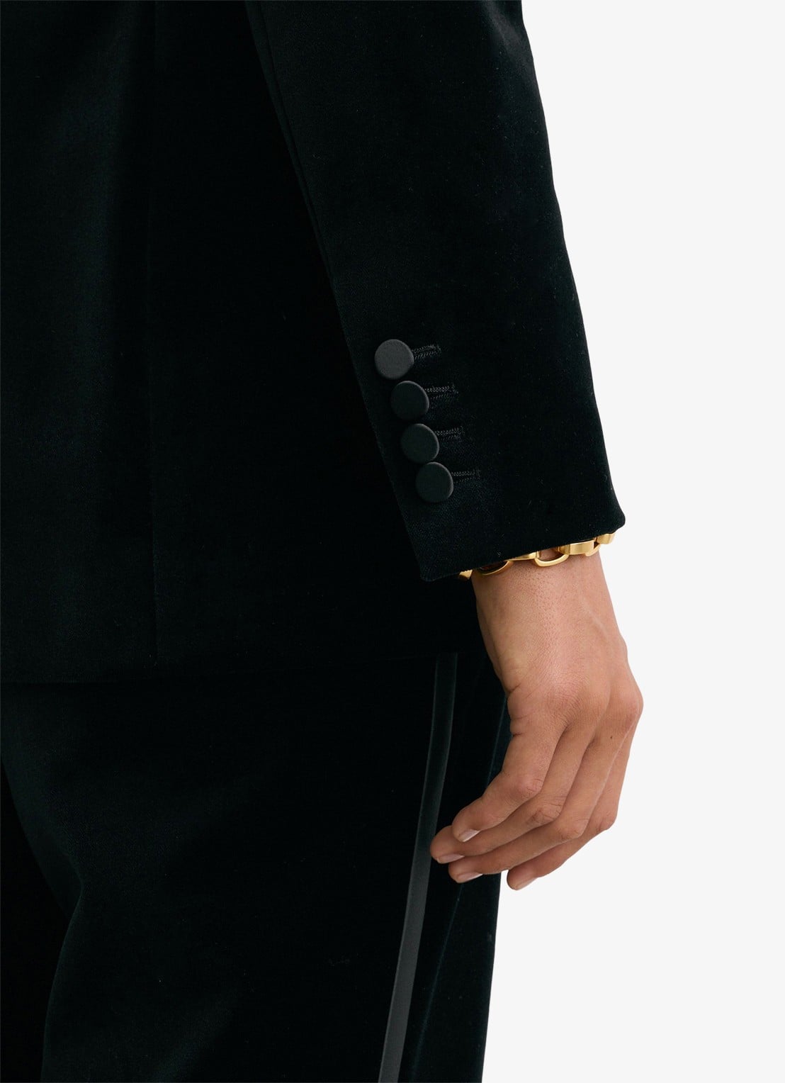 Reiss Wren double-breasted blazer van fluweel met paspelzakken - detail 5 black / zwart