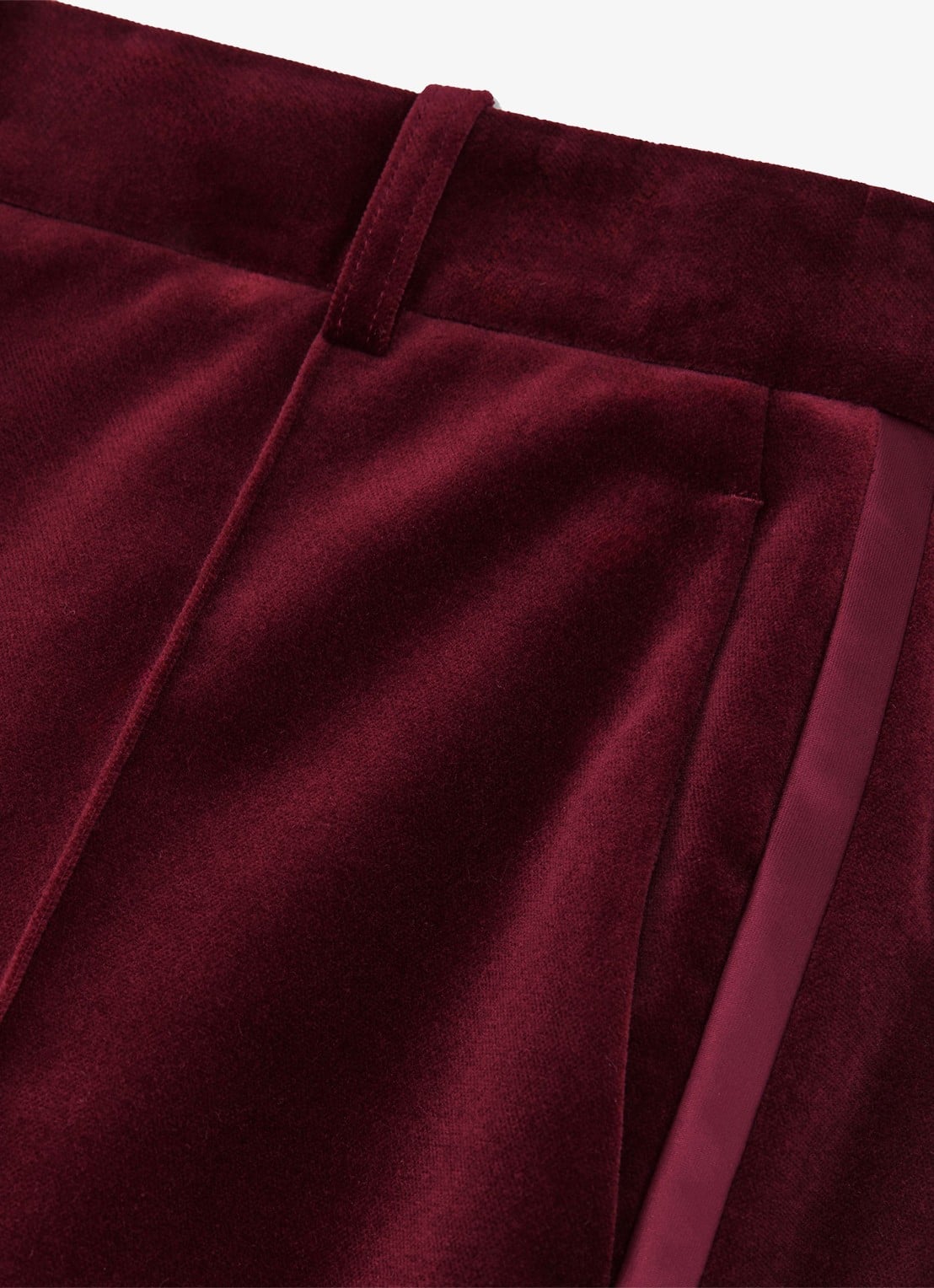 Reiss Wren high waist flared pantalon van fluweel - detail 3 donkerrood