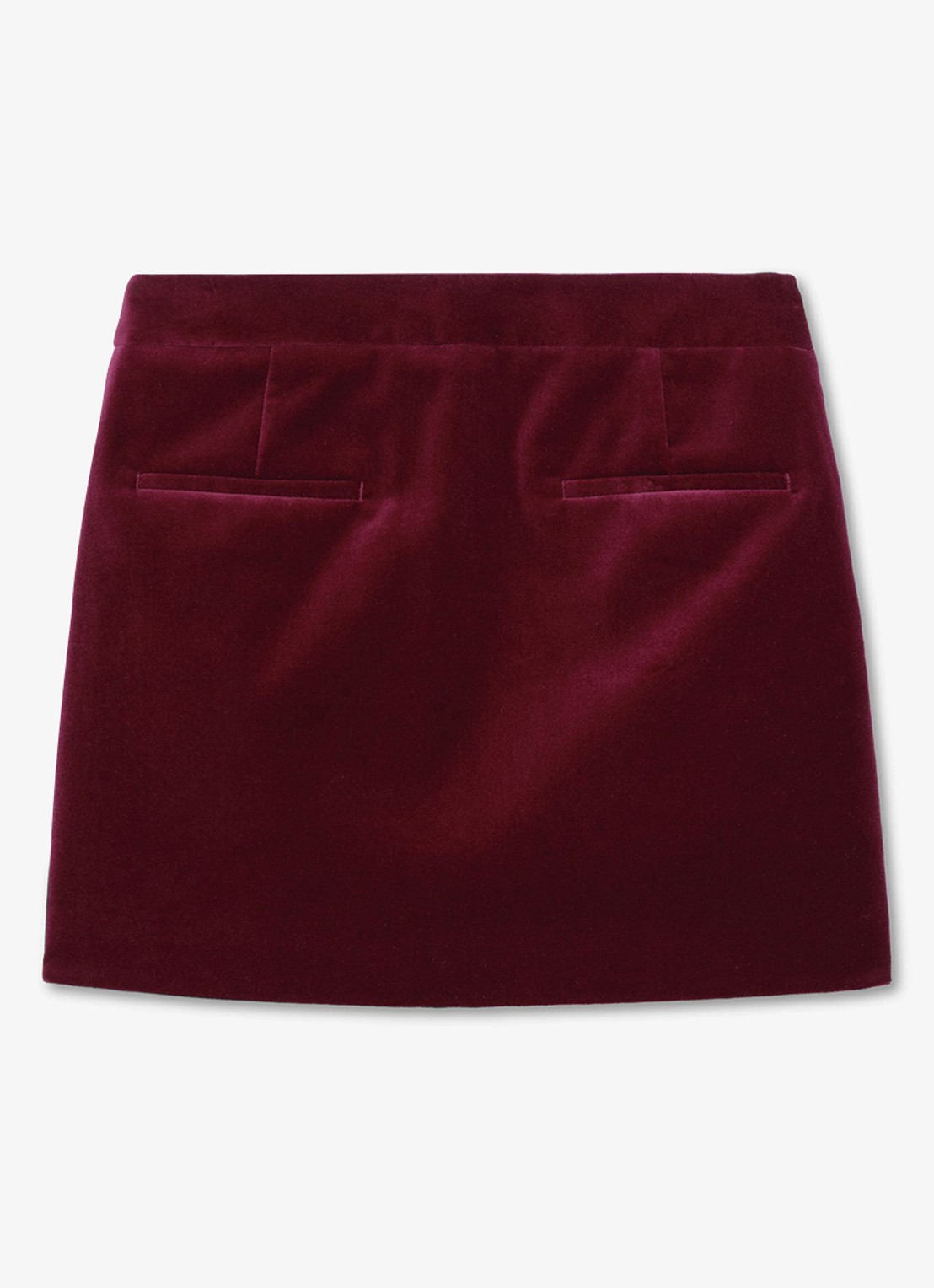 Reiss Wren mini rok van fluweel - voorkant 5 donkerrood